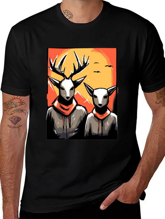 Deer Duo Graphic Tee - Cool Urban Style