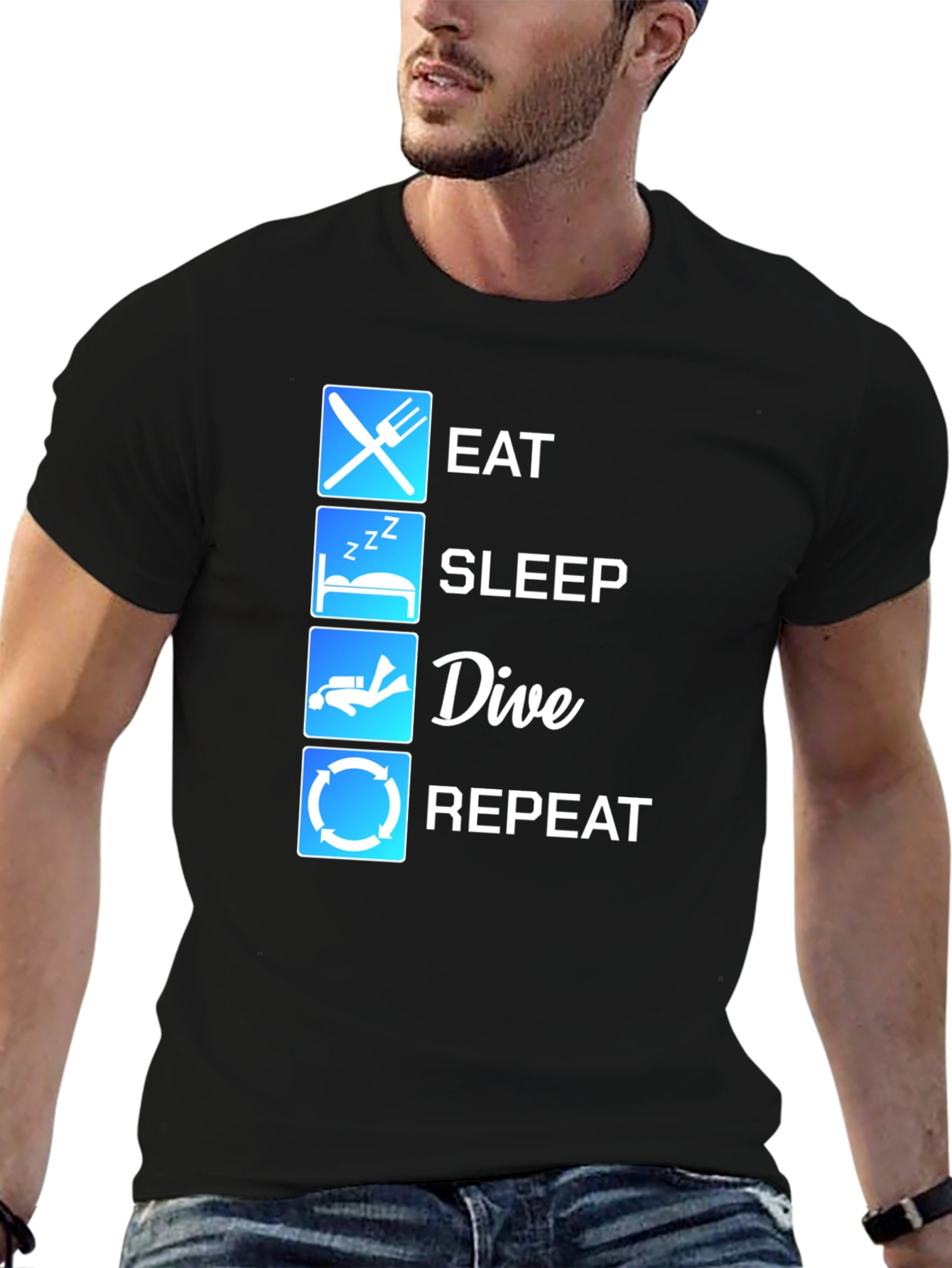 Eat Sleep Dive Repeat Black T-Shirt