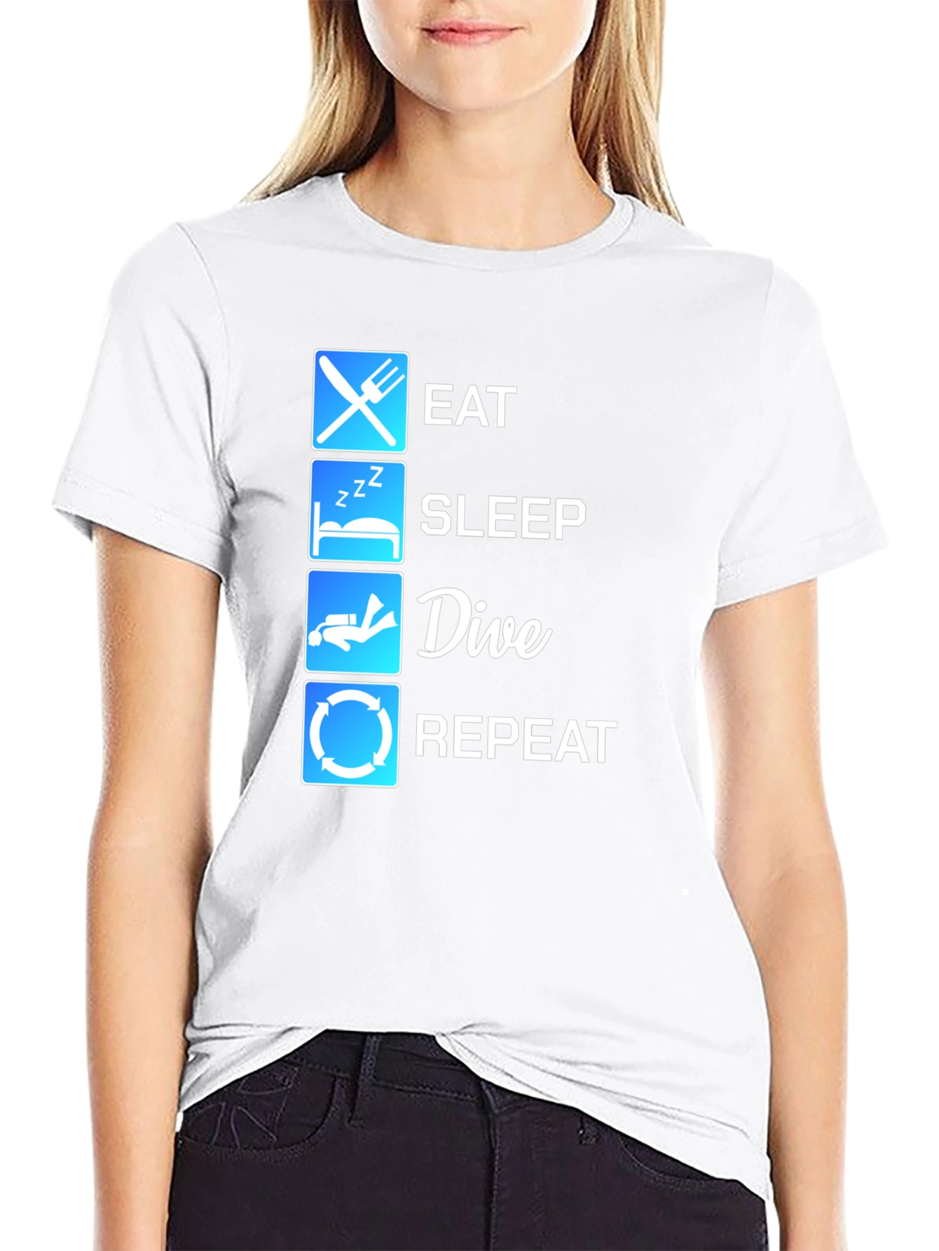 Eat Sleep Dive Repeat Black T-Shirt
