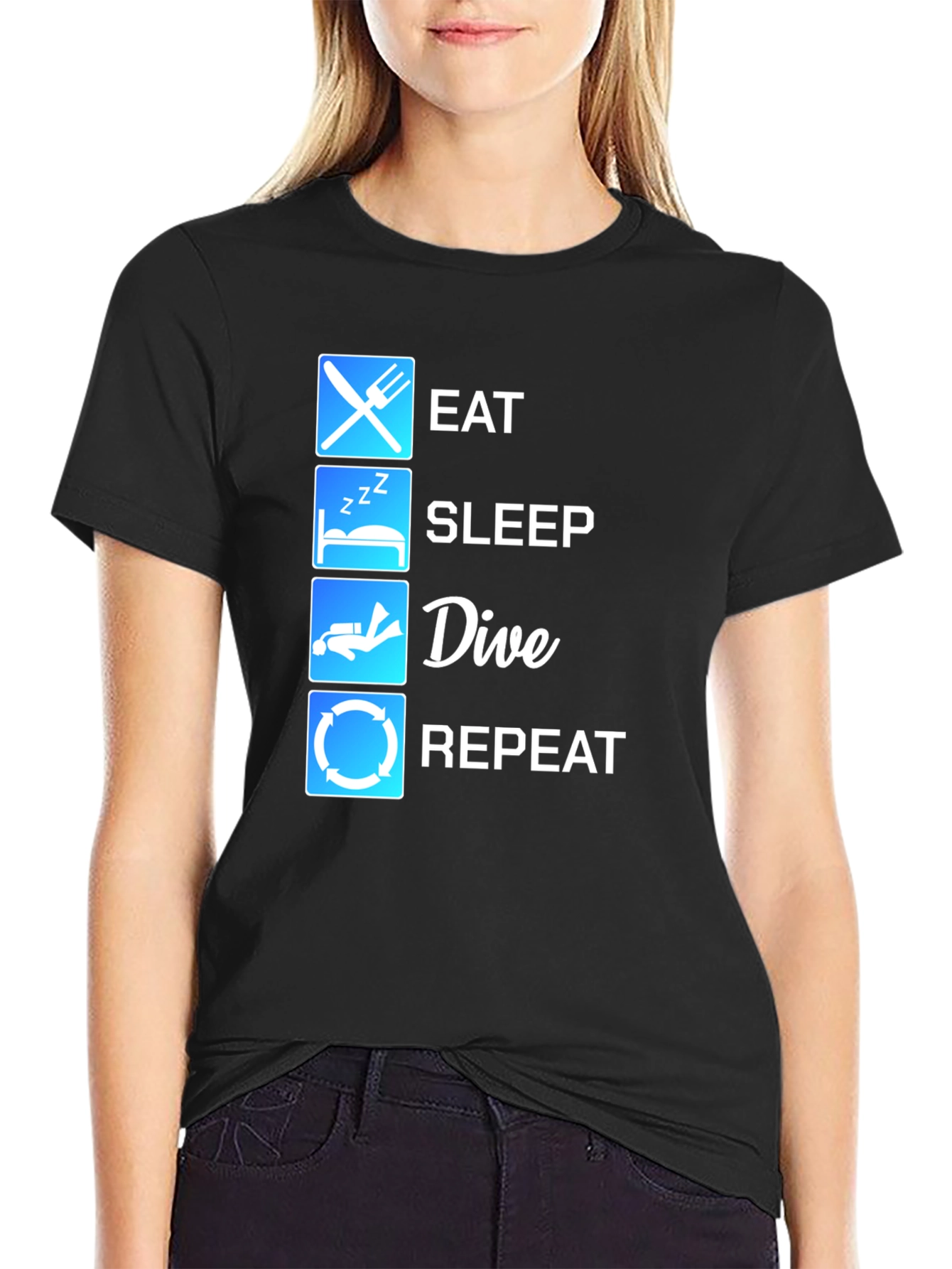 Eat Sleep Dive Repeat Black T-Shirt