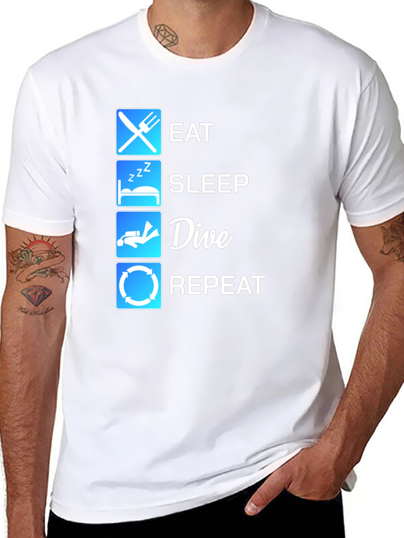 Eat Sleep Dive Repeat Black T-Shirt