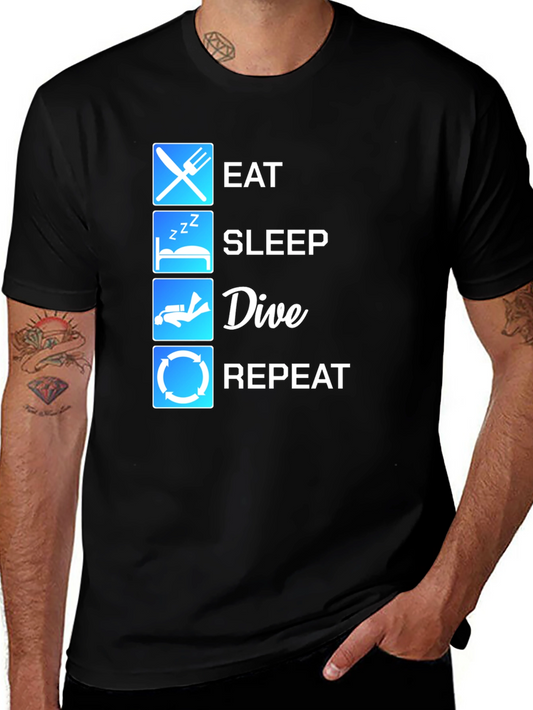 Eat Sleep Dive Repeat Black T-Shirt
