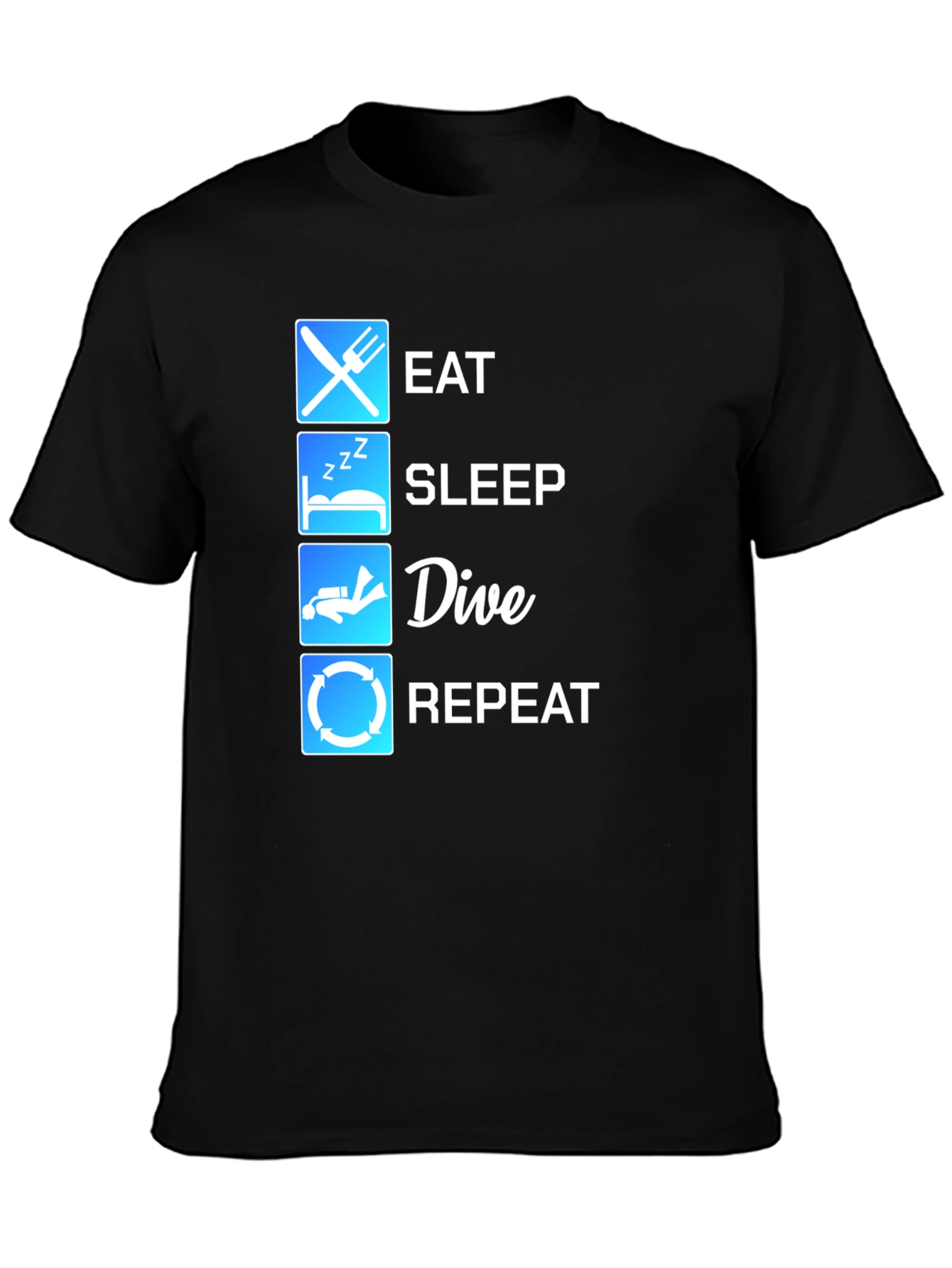 Eat Sleep Dive Repeat Black T-Shirt