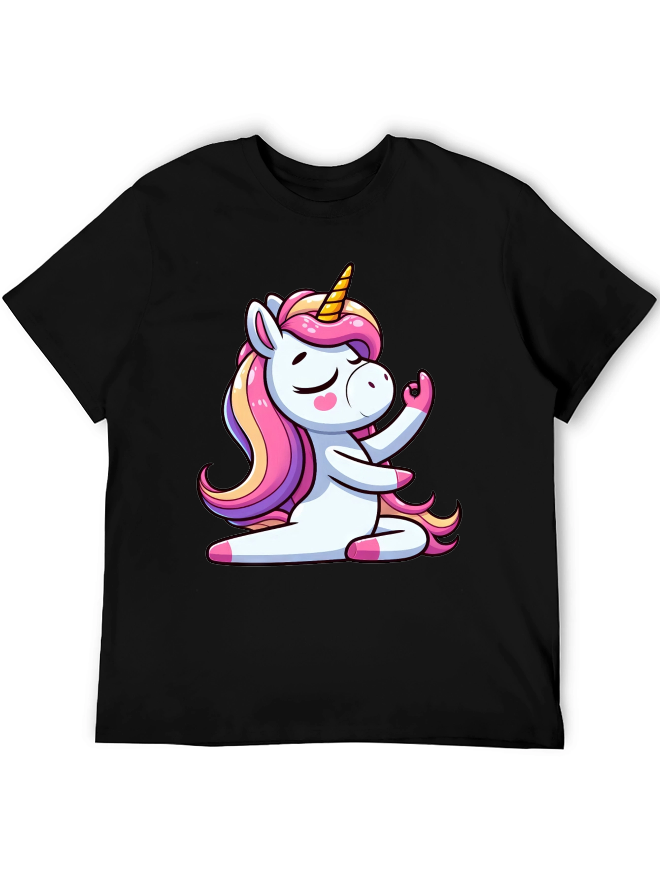 Unicorn Meditation Black T-Shirt