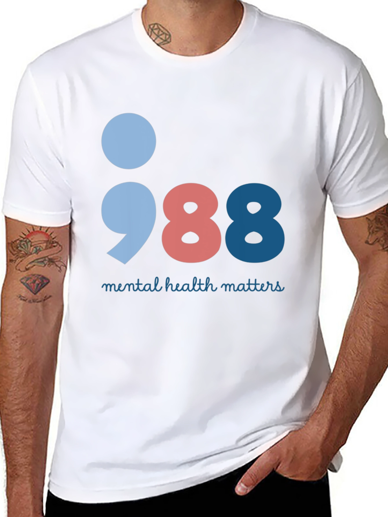 Mental Health Matters 988 Semicolon T-Shirt