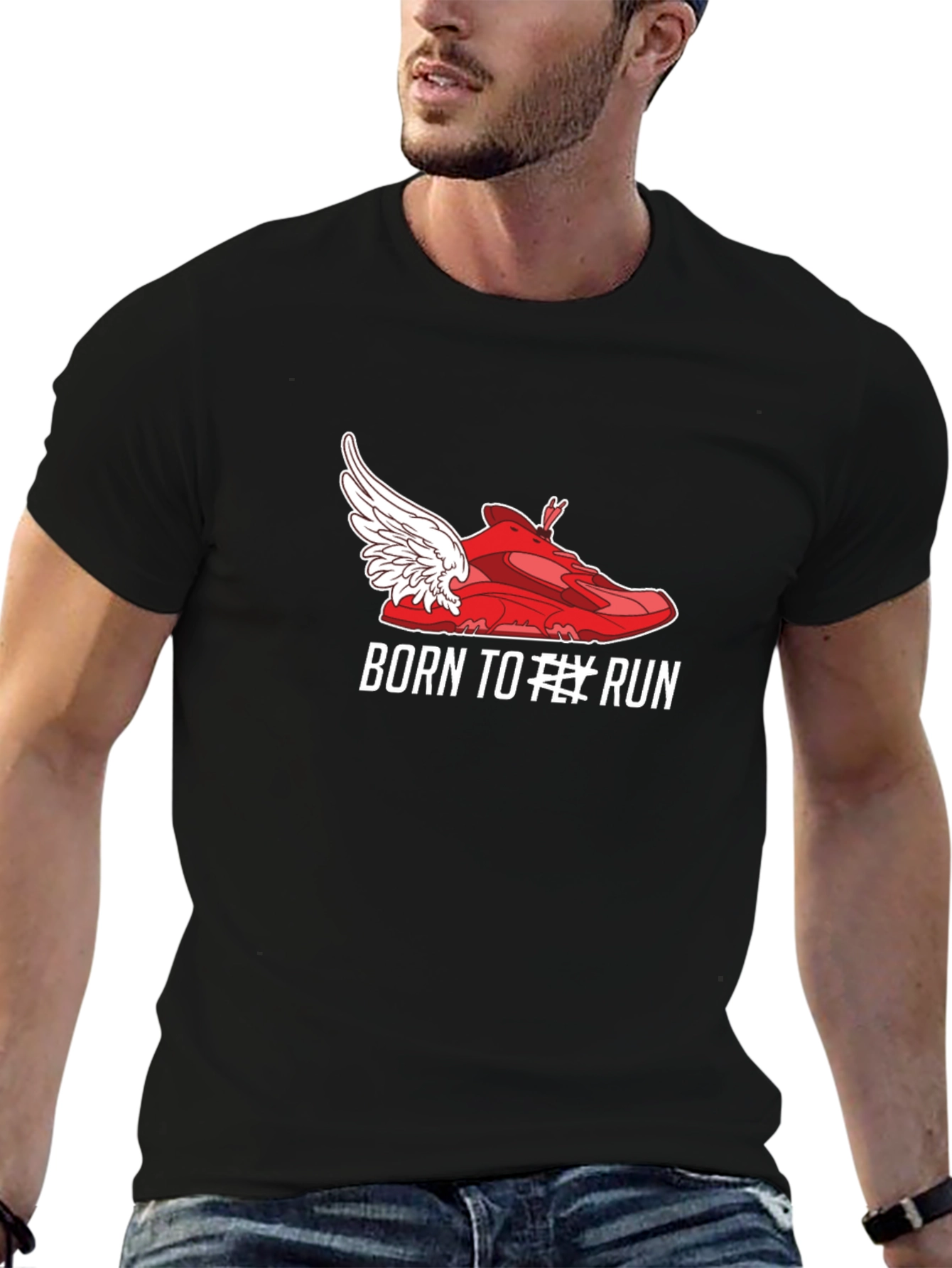 Born to Fly Run Graphic Tee - Black