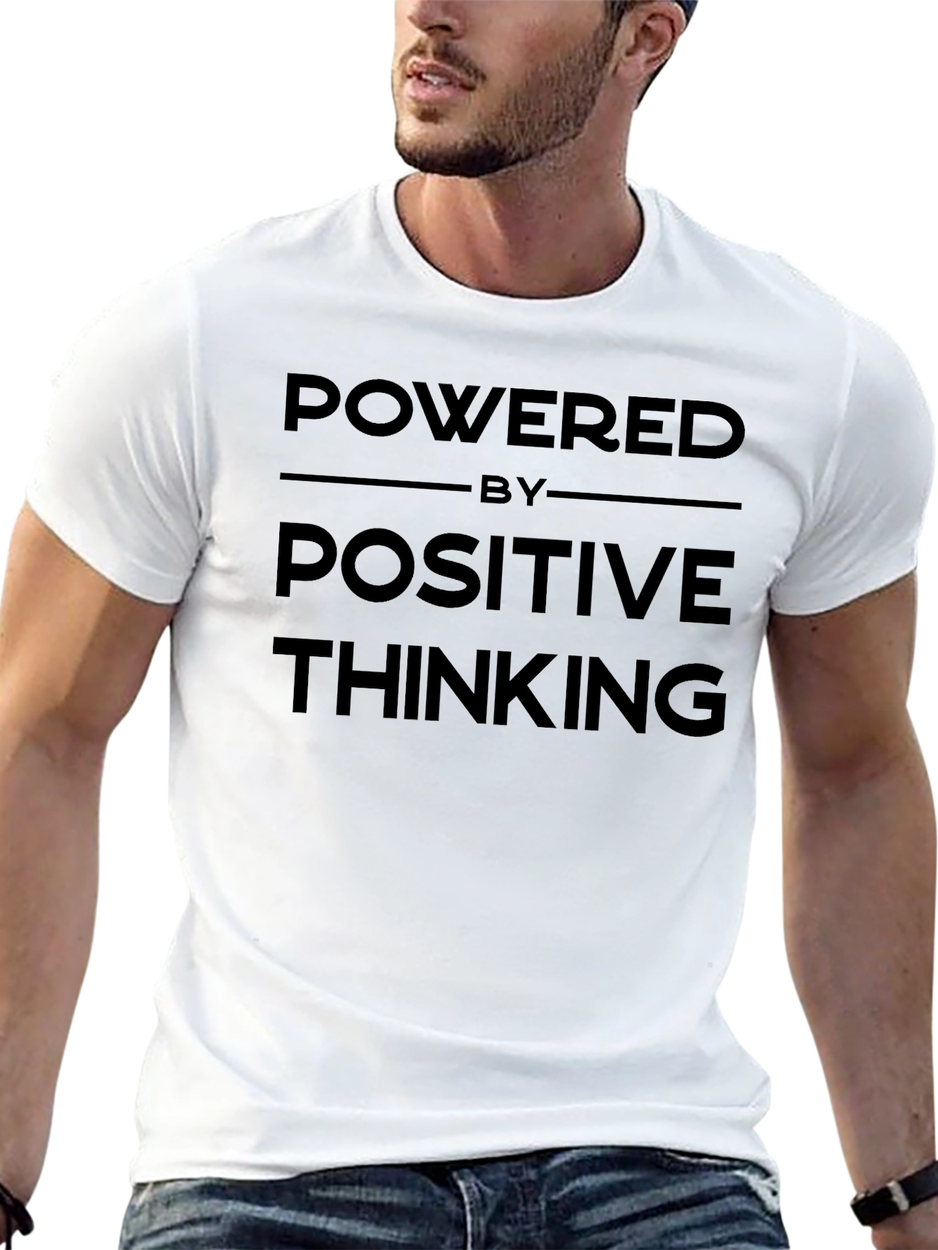 Powered by Positive Thinking Black Graphic T-Shirt