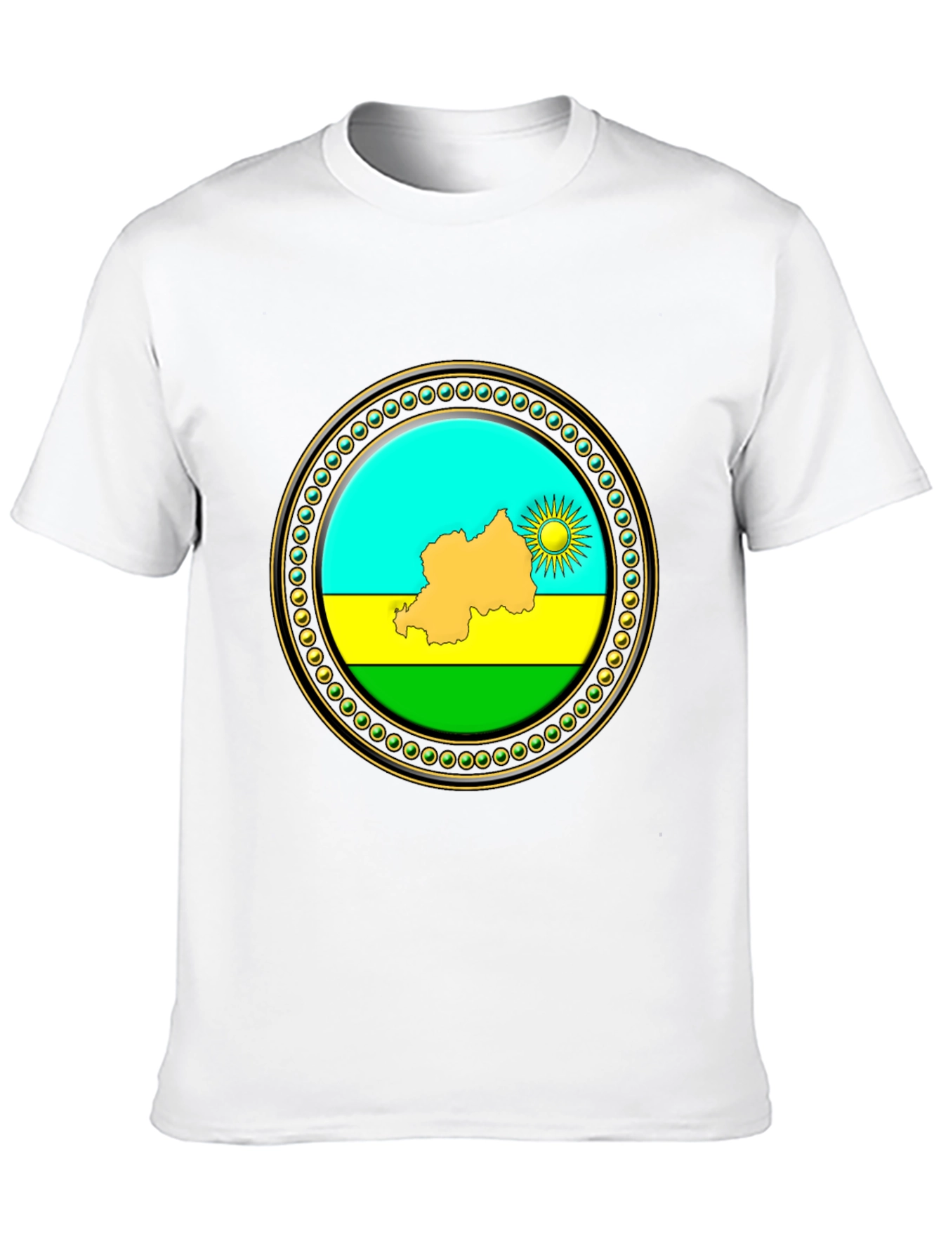 Rwanda Flag Graphic Tee - Black Crew Neck