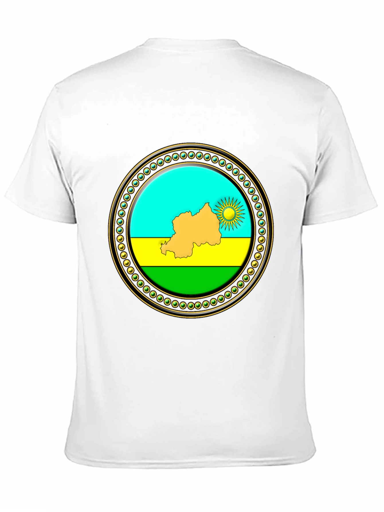 Rwanda Flag Graphic Tee - Black Crew Neck