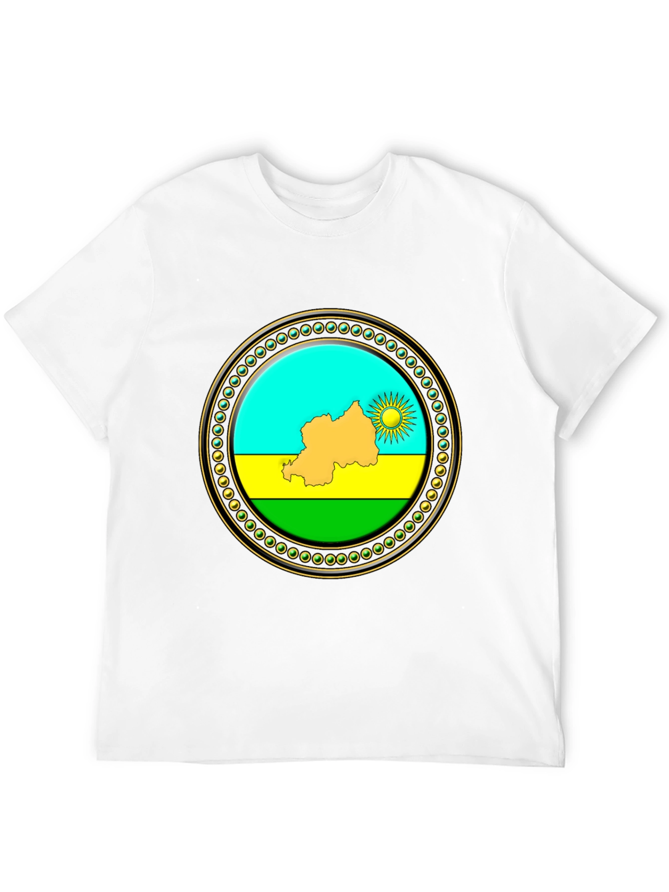 Rwanda Flag Graphic Tee - Black Crew Neck