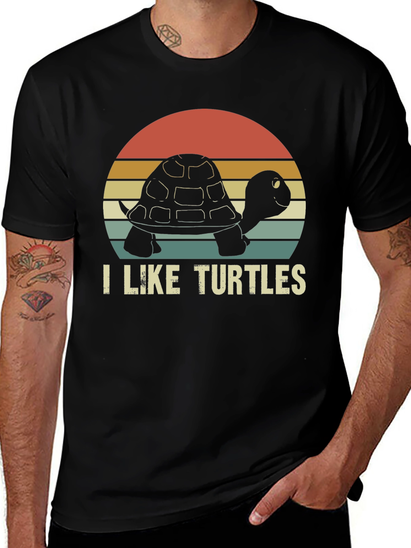 I Like Turtles Retro Graphic T-Shirt
