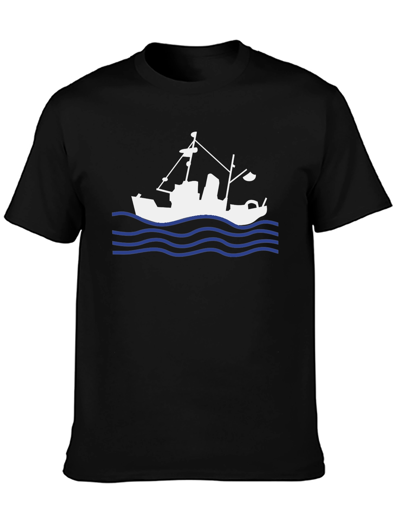 Fishing Boat Graphic Tee - Black