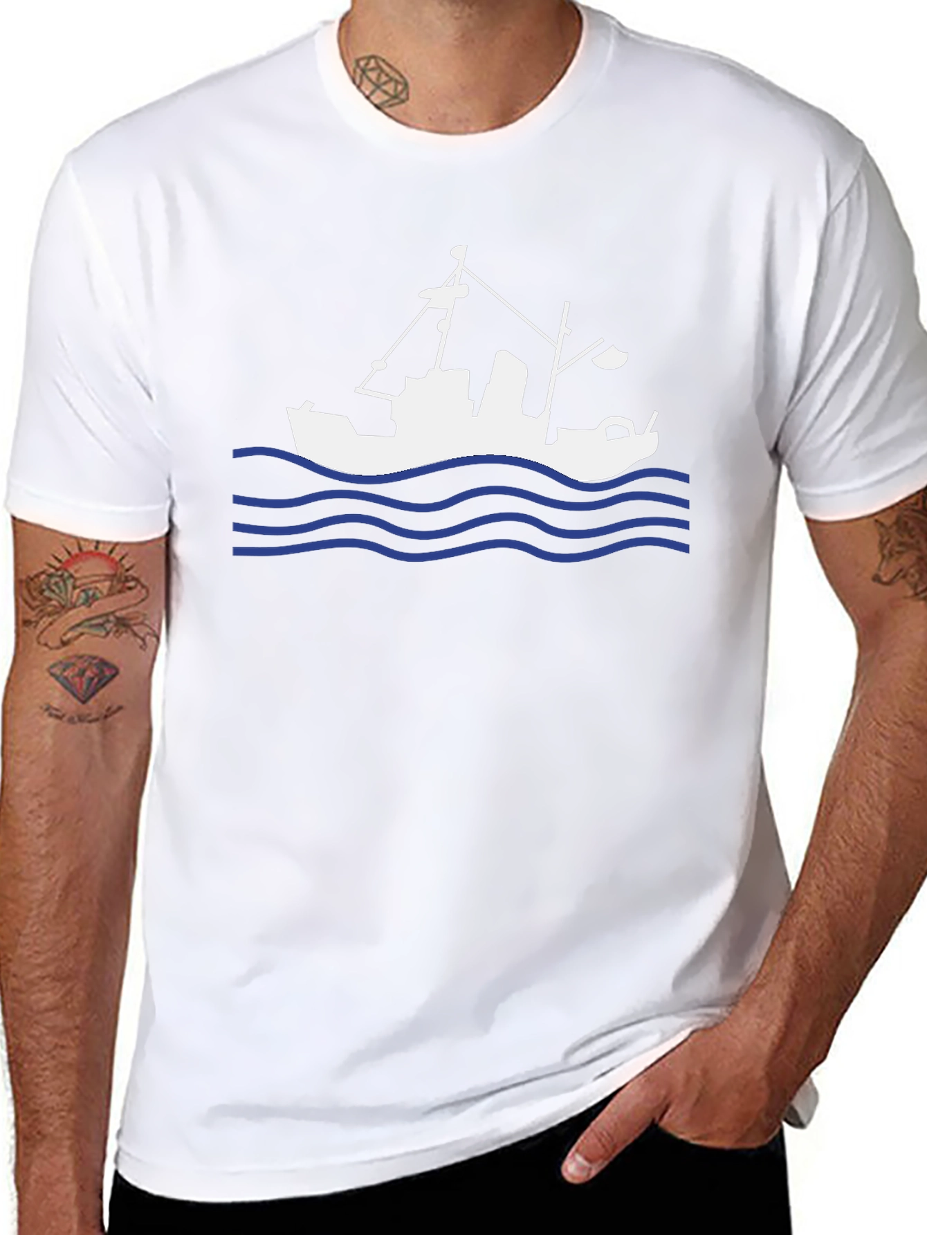 Fishing Boat Graphic Tee - Black
