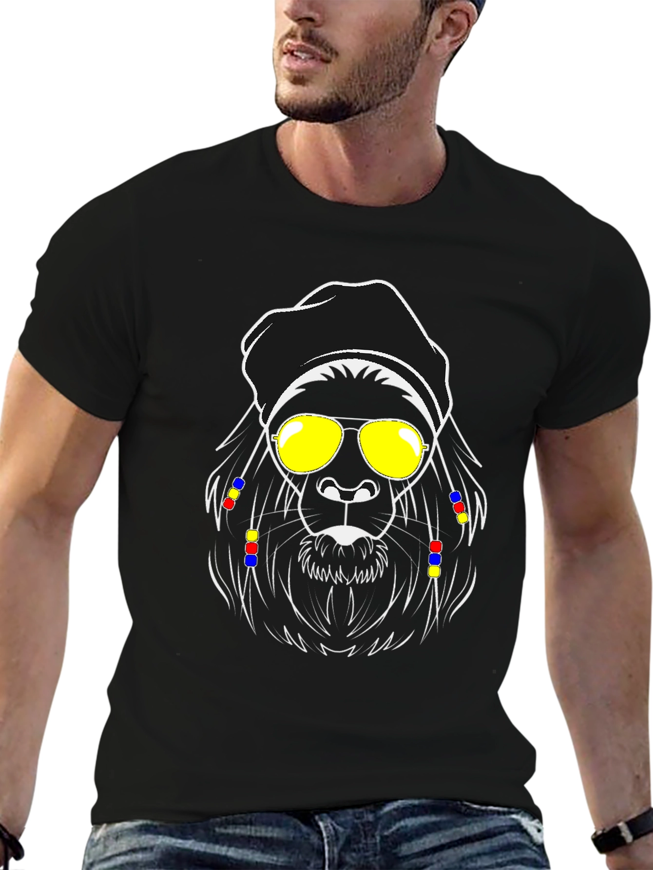 Cool Lion Graphic Tee - Black