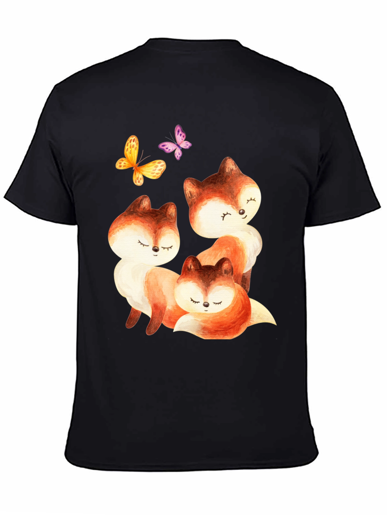 Cute Fox & Butterfly Graphic Tee