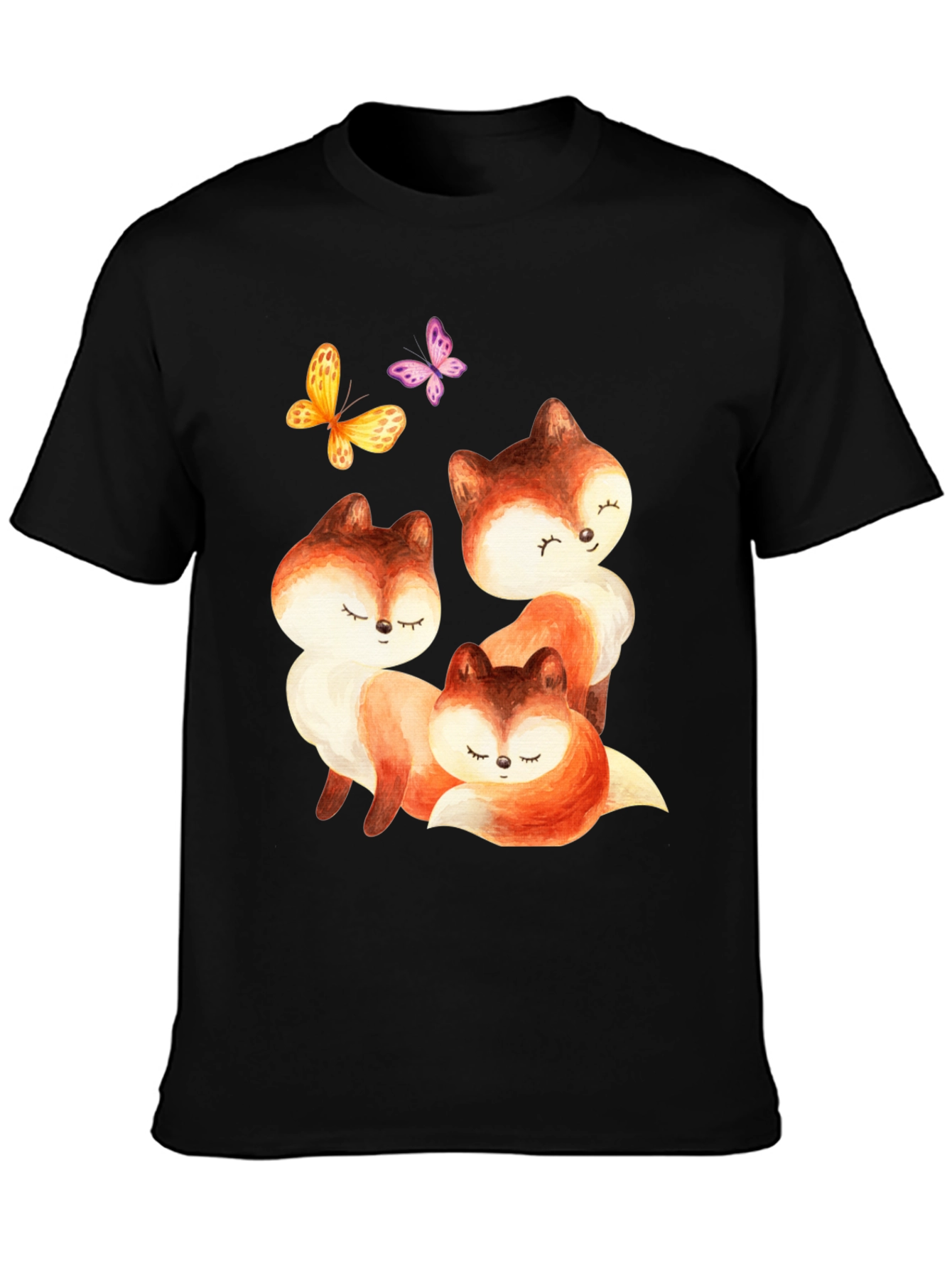 Cute Fox & Butterfly Graphic Tee