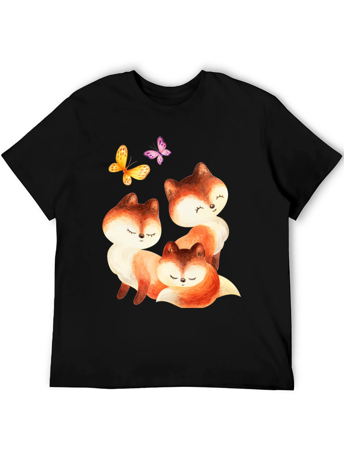Cute Fox & Butterfly Graphic Tee