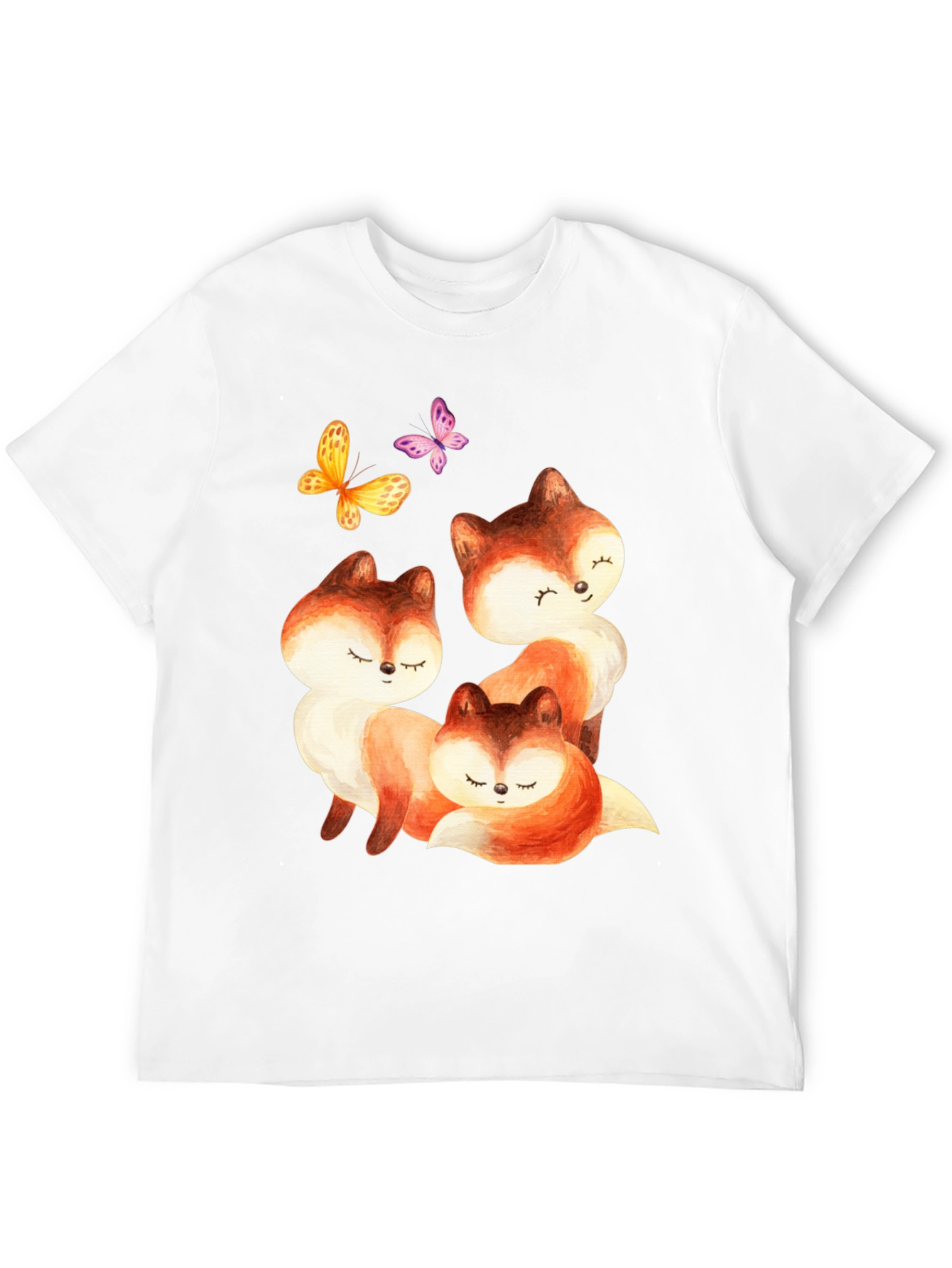 Cute Fox & Butterfly Graphic Tee