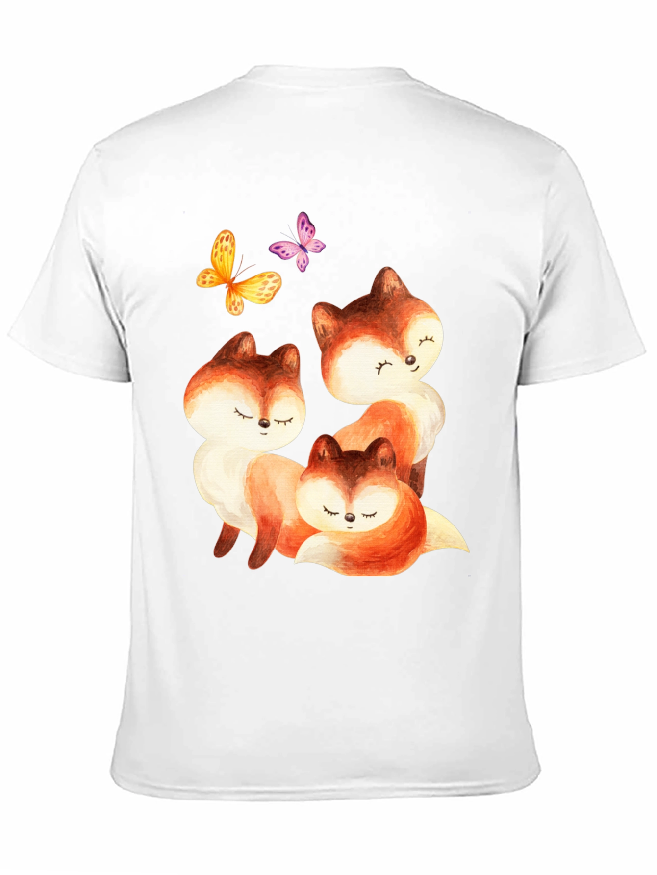 Cute Fox & Butterfly Graphic Tee