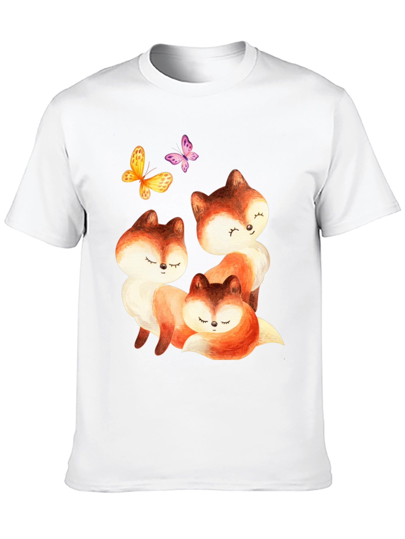 Cute Fox & Butterfly Graphic Tee