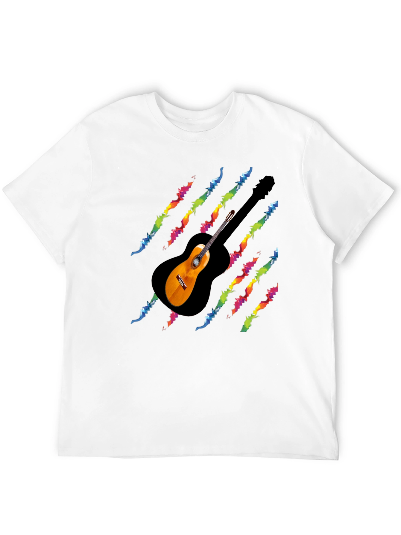 Guitar Rainbow Scratch T-Shirt - Black