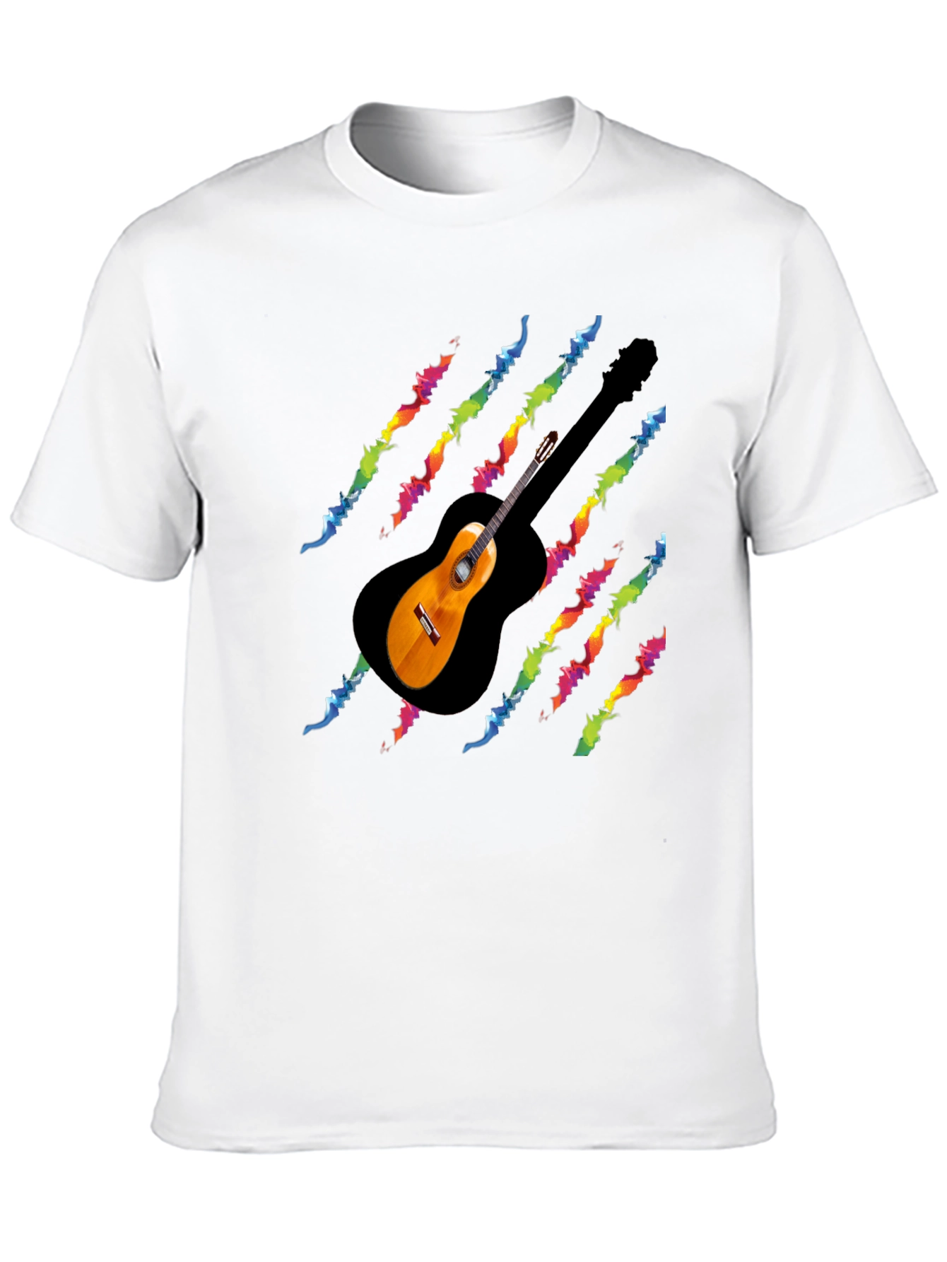 Guitar Rainbow Scratch T-Shirt - Black
