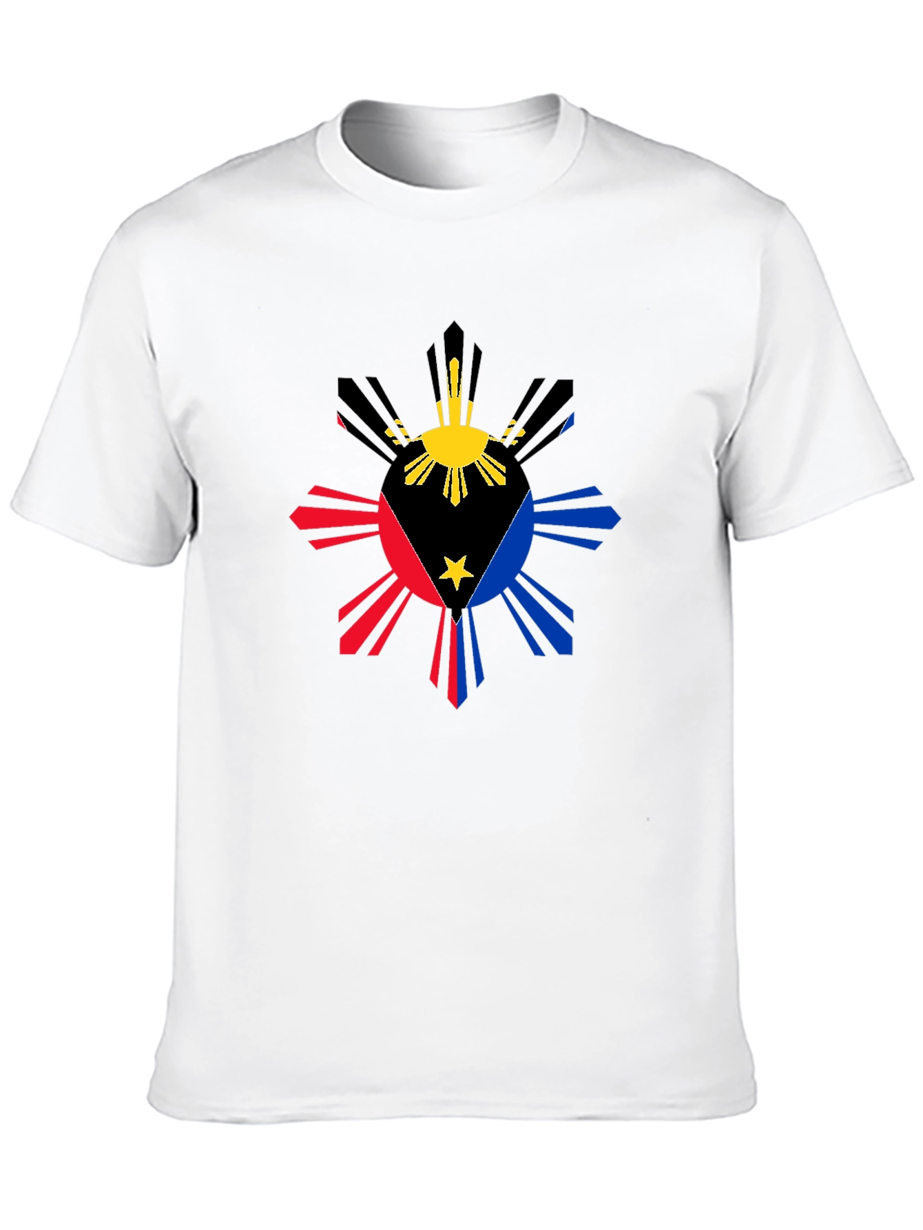 Philippine Flag Sun T-Shirt - Black Cotton Tee