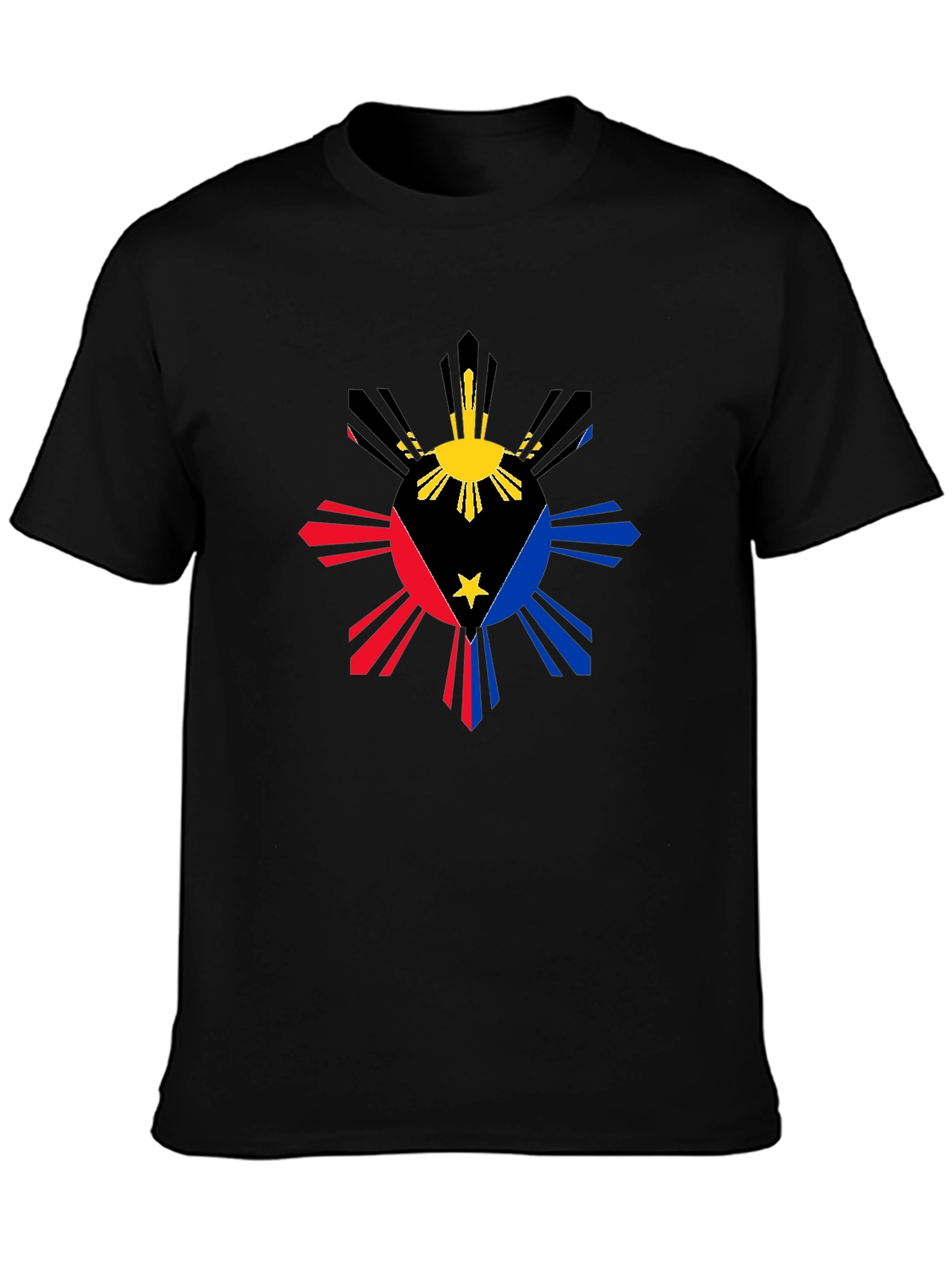Philippine Flag Sun T-Shirt - Black Cotton Tee