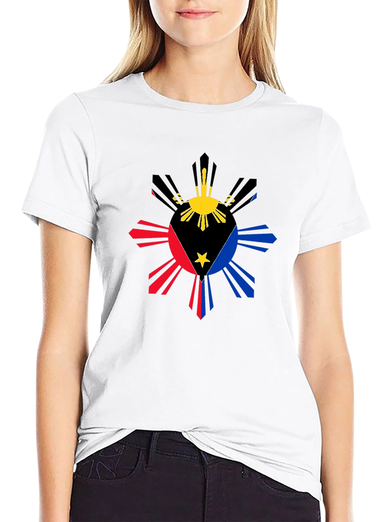 Philippine Flag Sun T-Shirt - Black Cotton Tee
