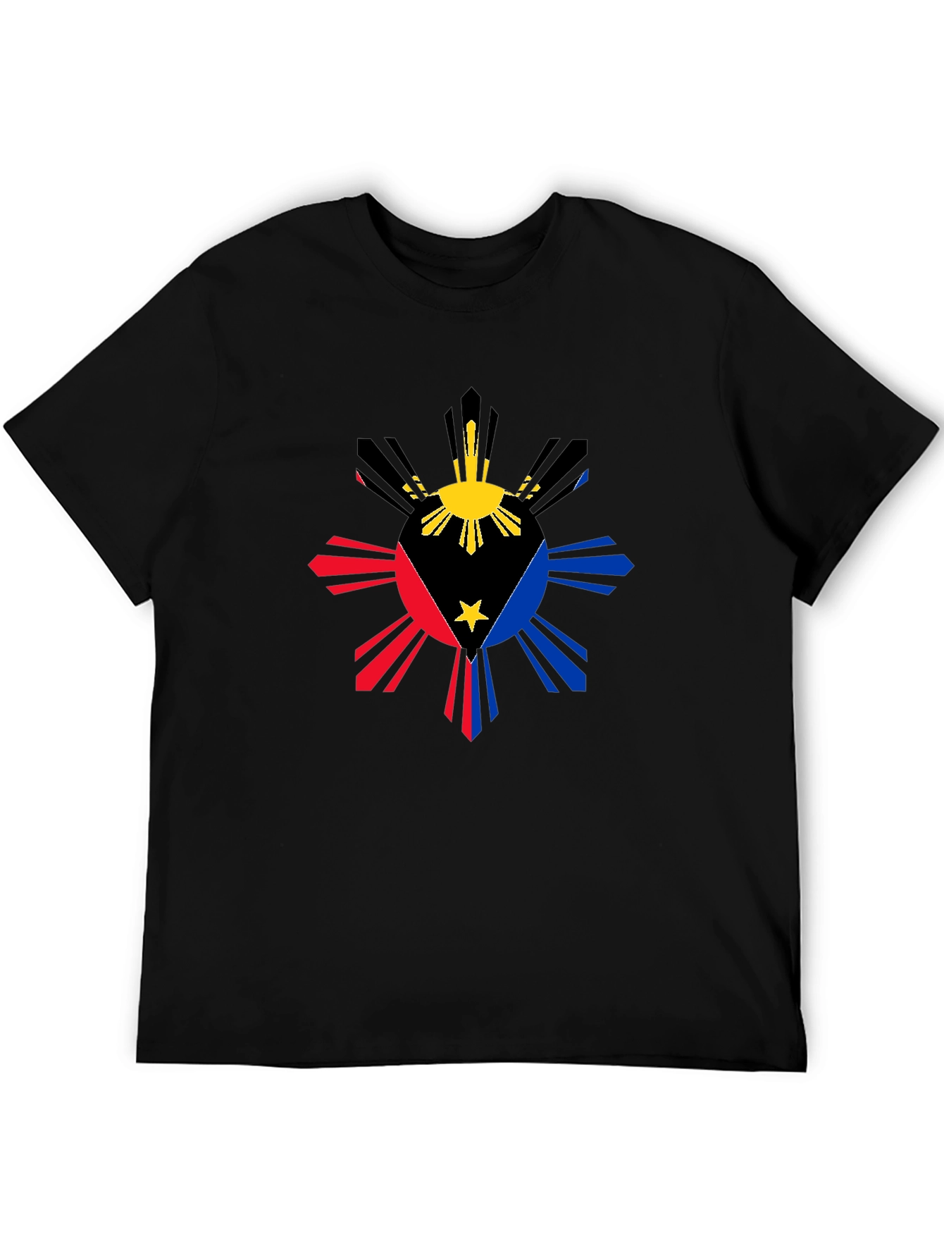 Philippine Flag Sun T-Shirt - Black Cotton Tee