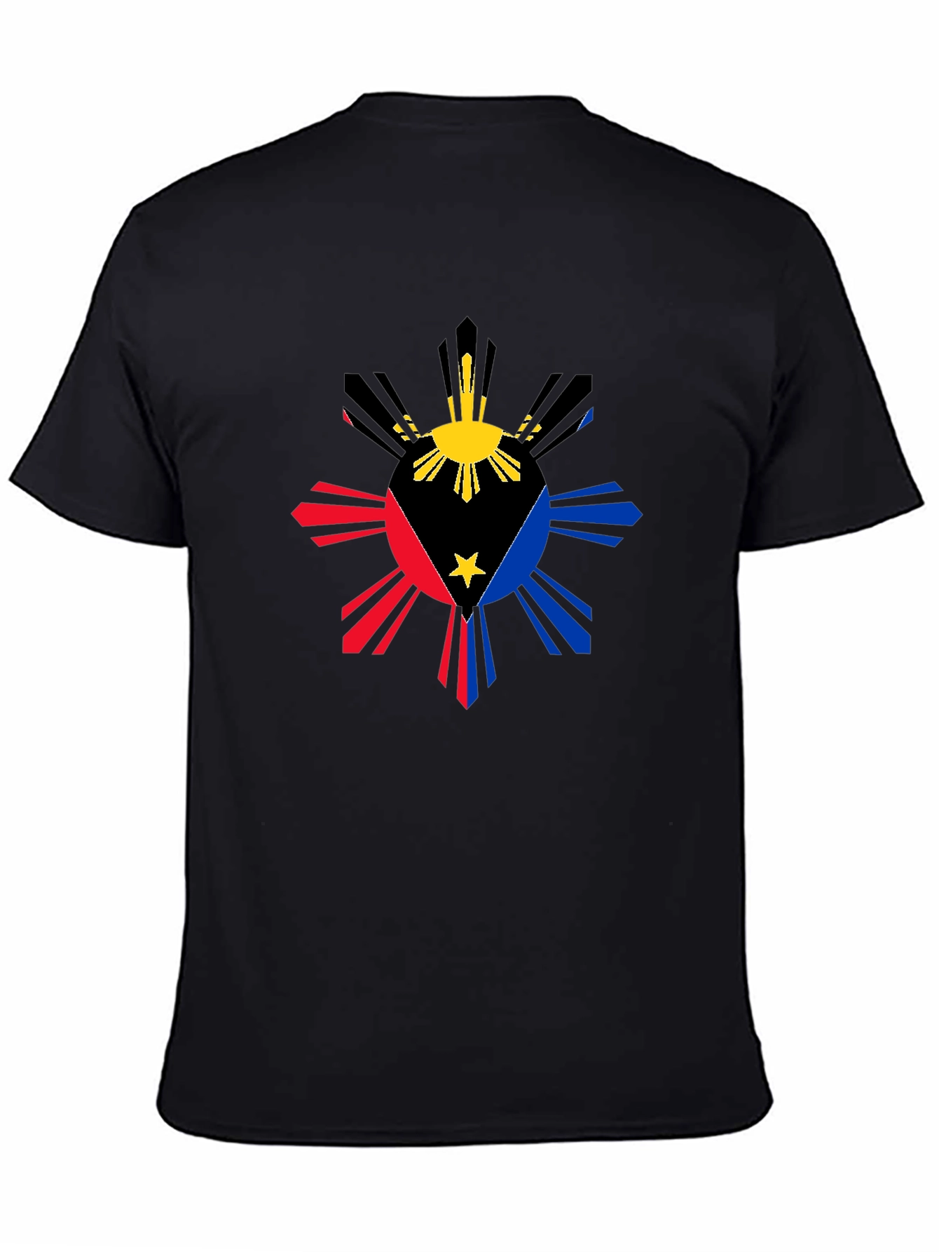 Philippine Flag Sun T-Shirt - Black Cotton Tee
