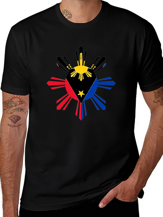 Philippine Flag Sun T-Shirt - Black Cotton Tee