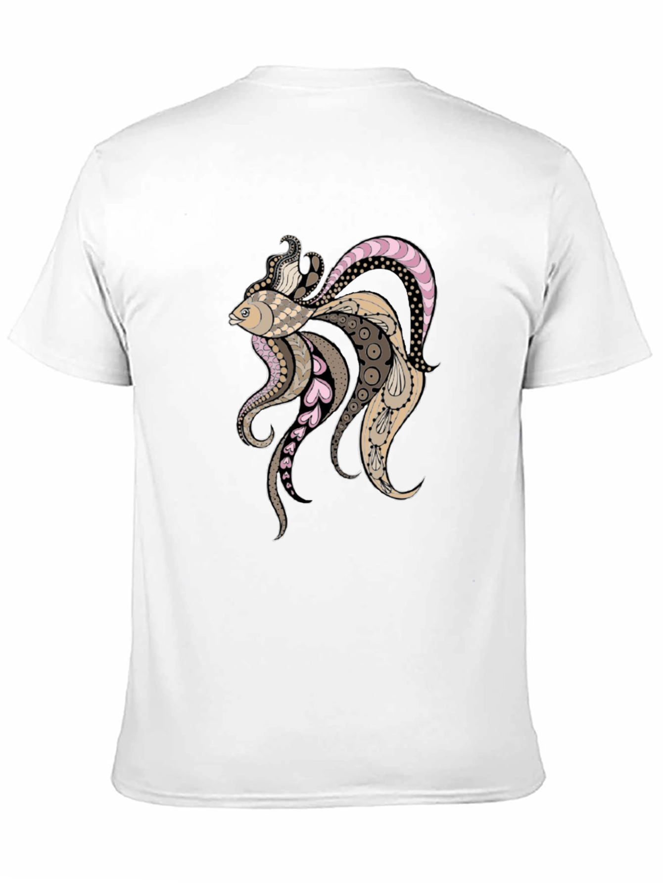 Artistic Koi Fish Graphic Black T-Shirt