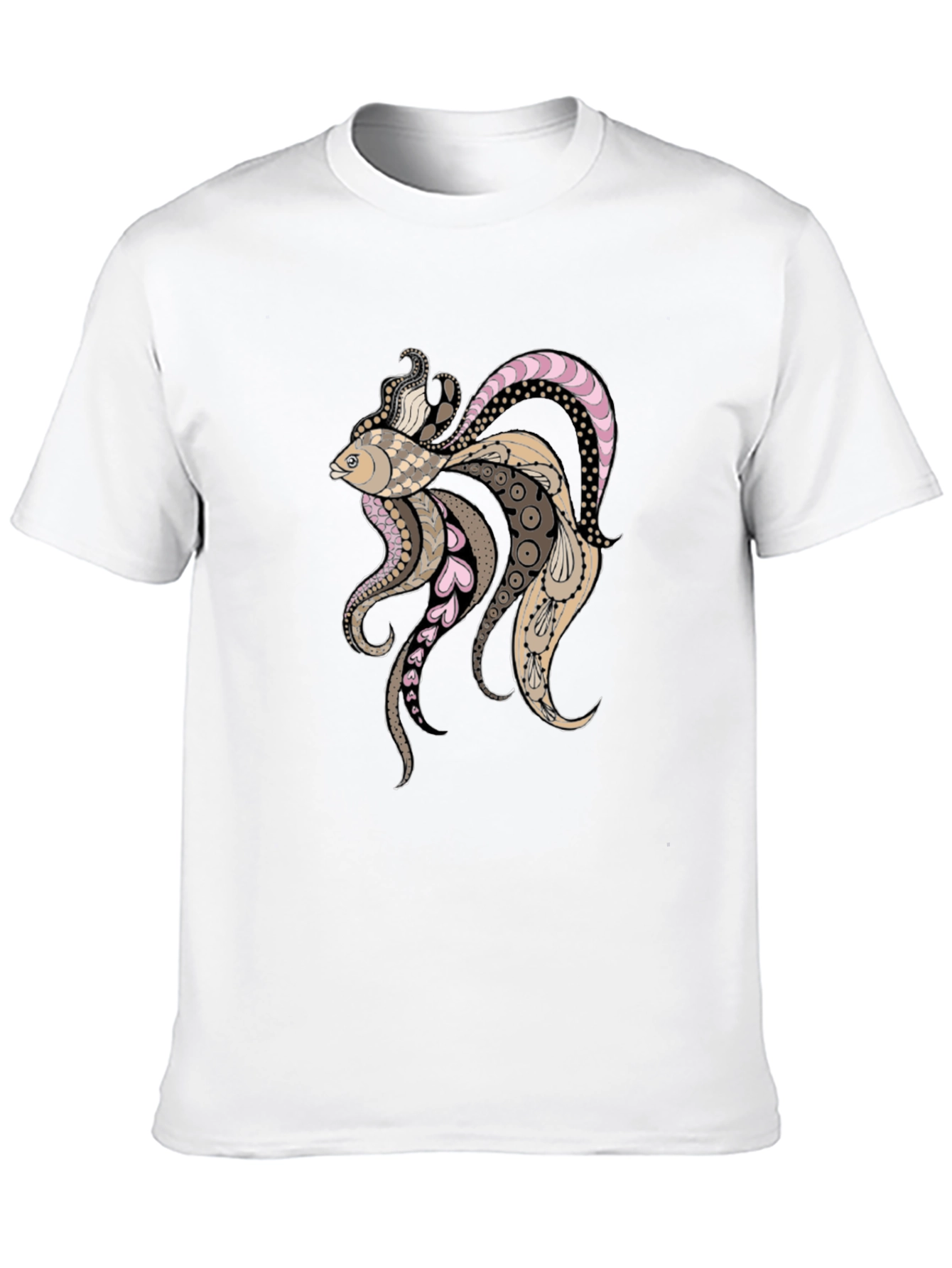 Artistic Koi Fish Graphic Black T-Shirt