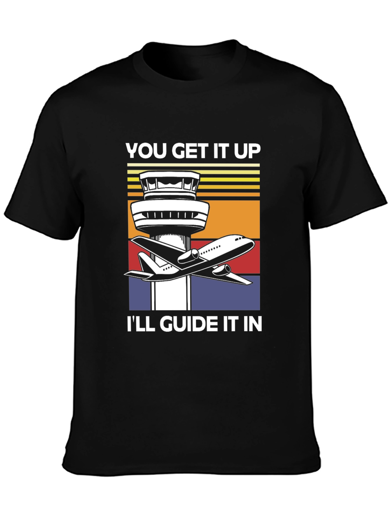 Airport Control Tower & Plane Graphic T-Shirt