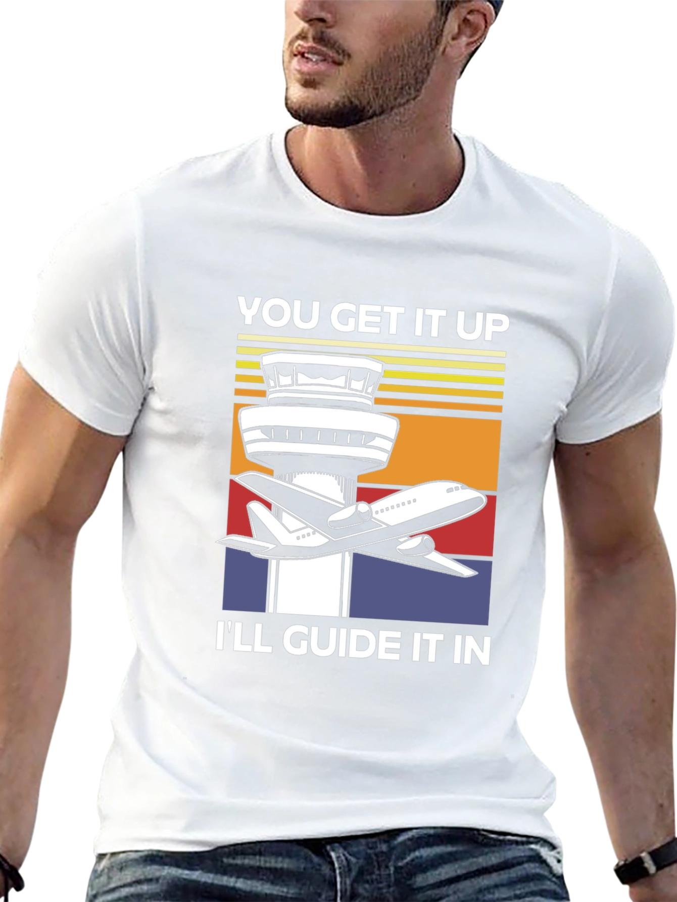 Airport Control Tower & Plane Graphic T-Shirt