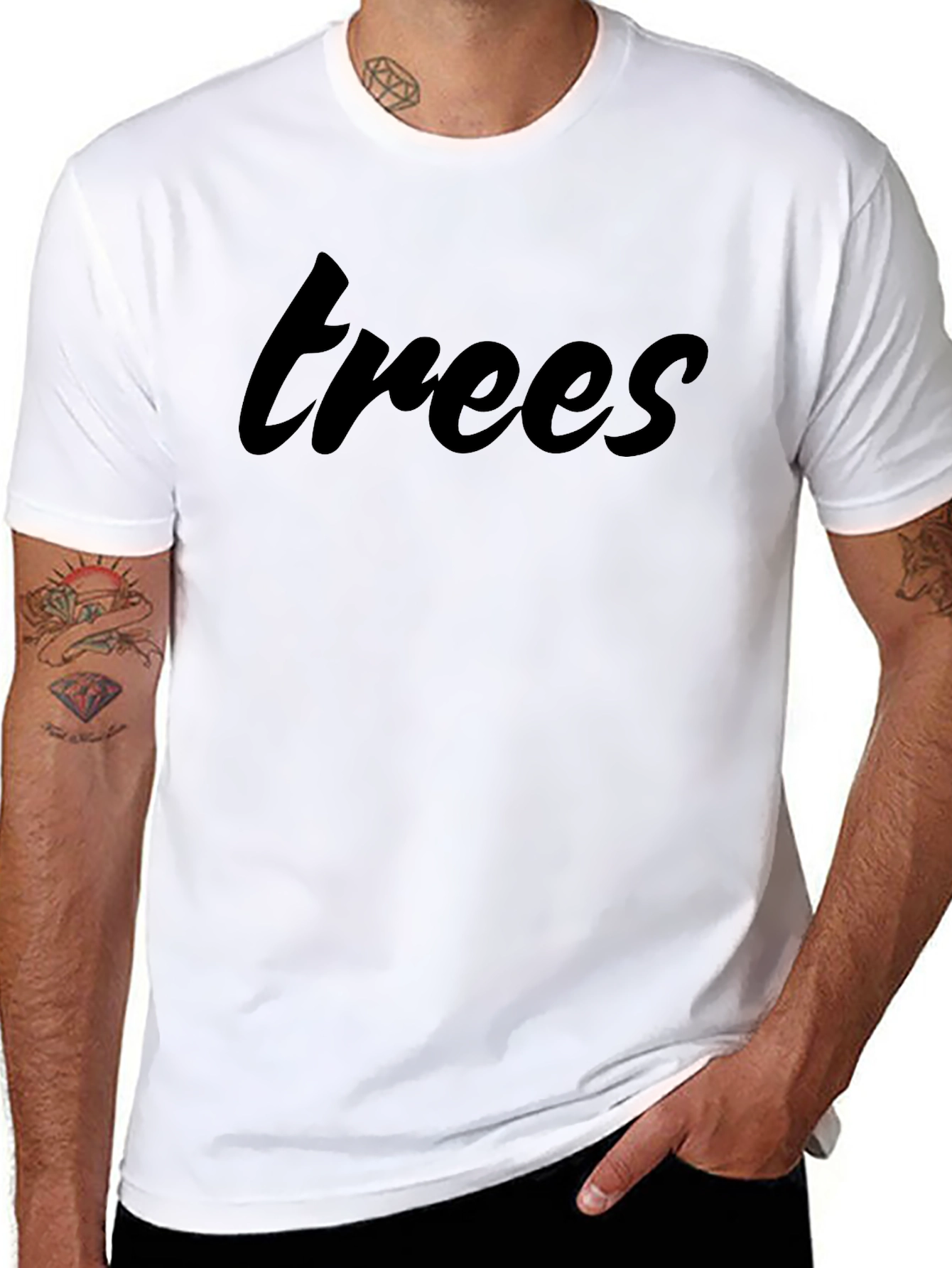 Trees Graphic Print Black T-Shirt