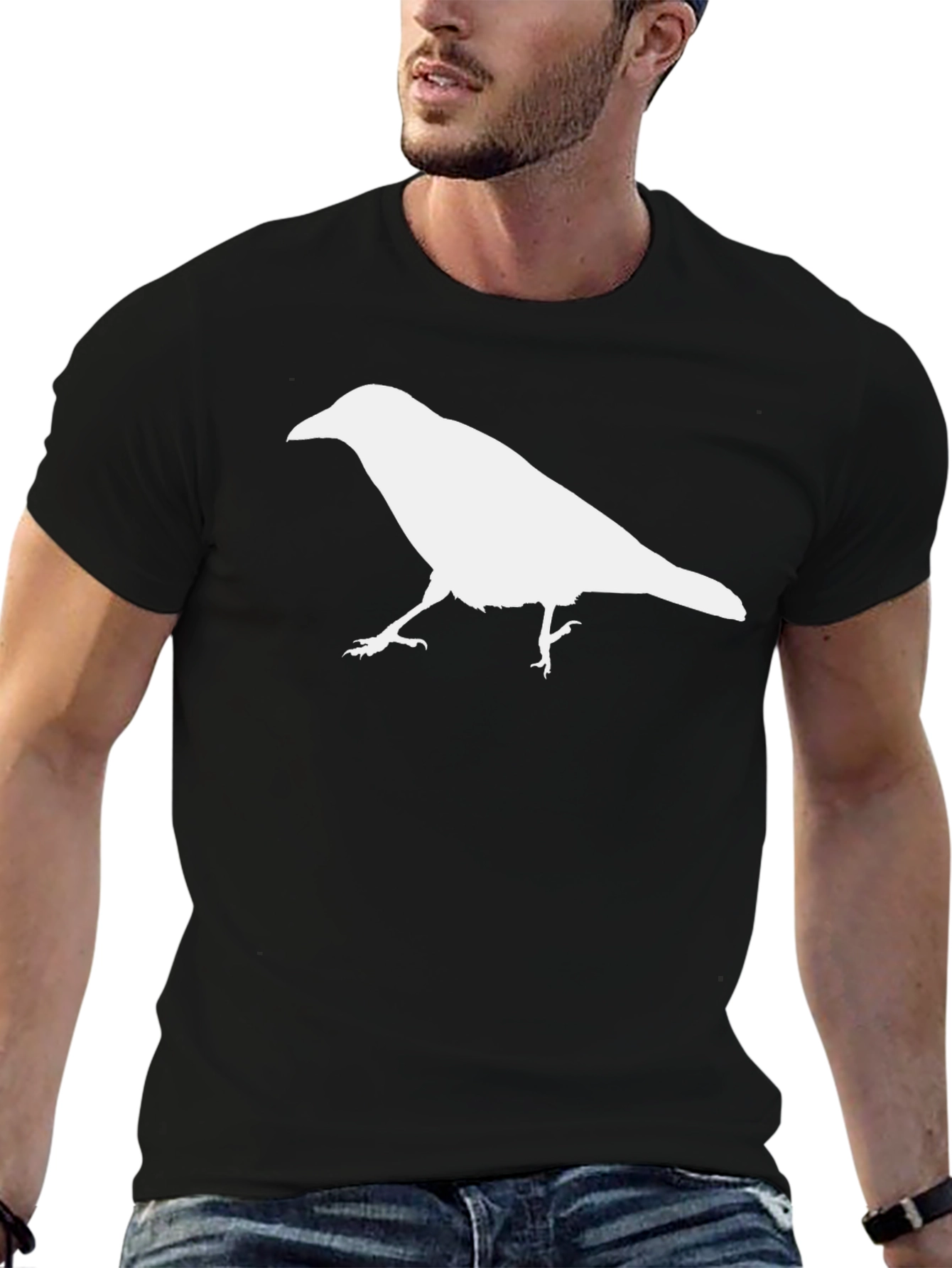 Raven Graphic Tee - Black Cotton T-Shirt