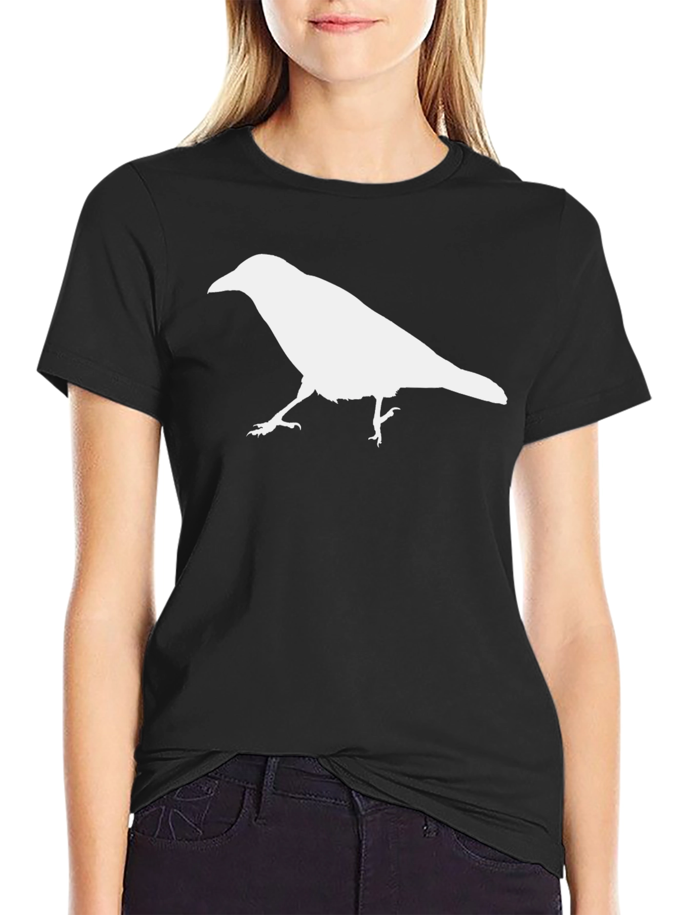Raven Graphic Tee - Black Cotton T-Shirt