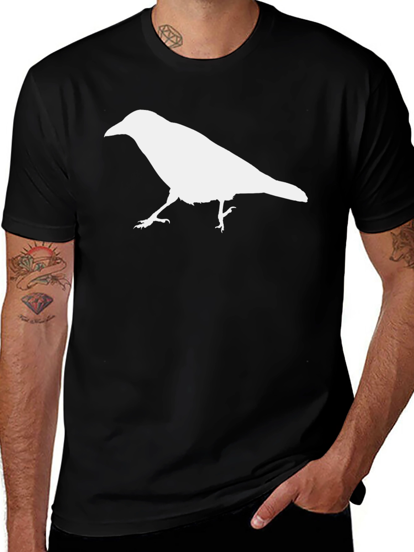 Raven Graphic Tee - Black Cotton T-Shirt