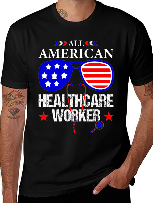 All American Healthcare Worker Patriotic T-Shirt