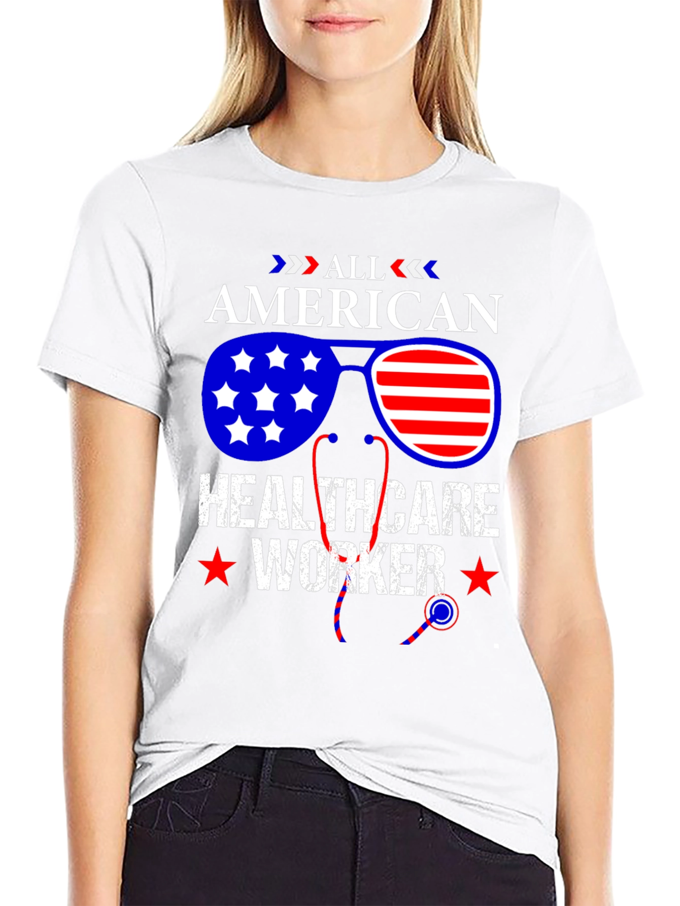 All American Healthcare Worker Patriotic T-Shirt