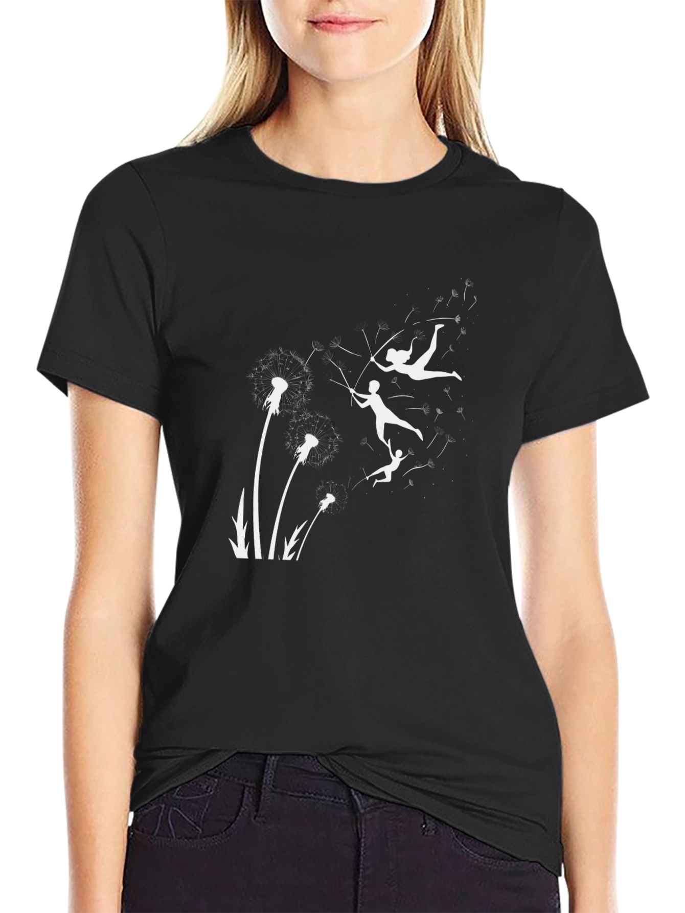 Dandelion Fairy Black T-Shirt | Whimsical Design