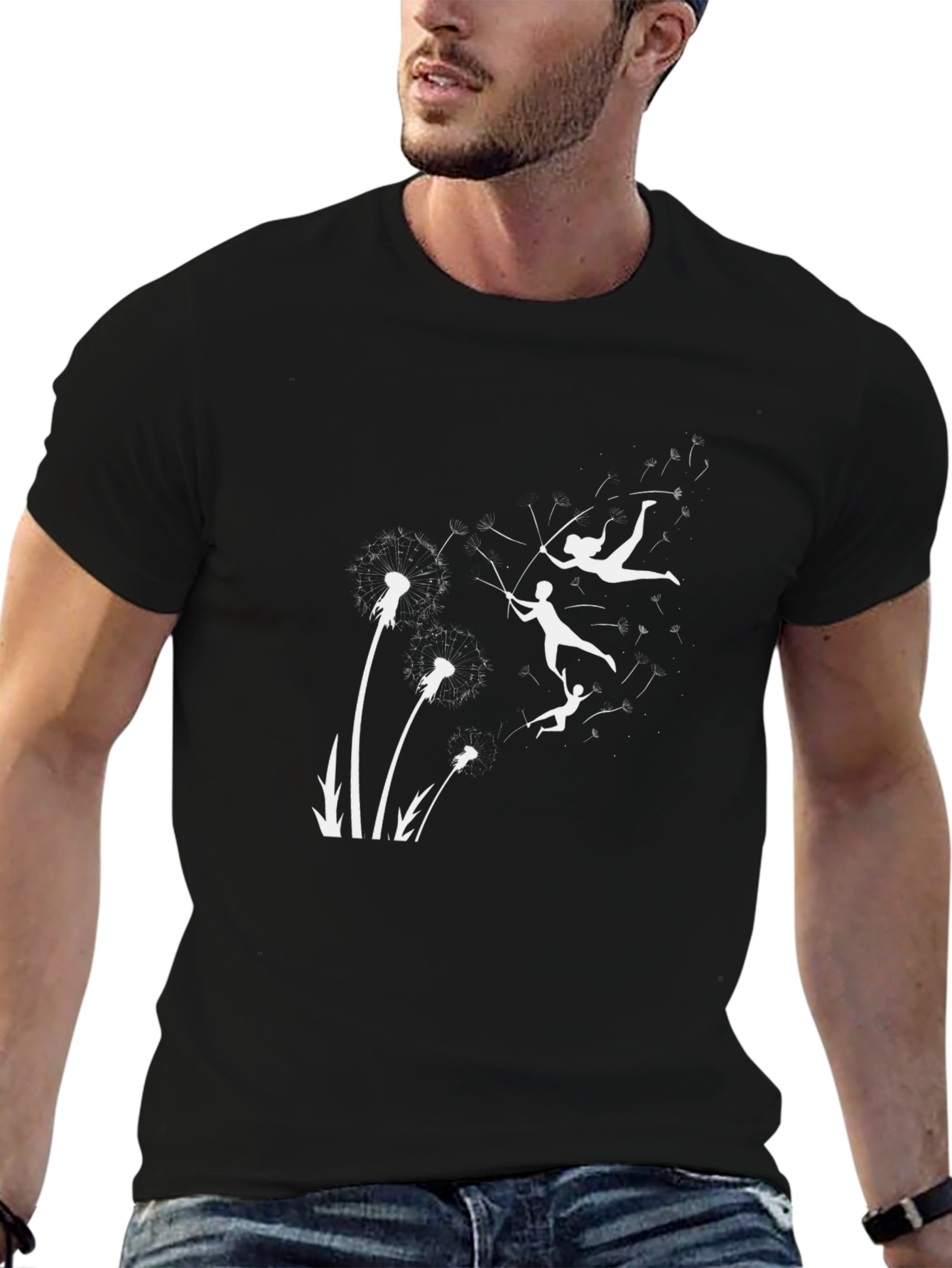 Dandelion Fairy Black T-Shirt | Whimsical Design