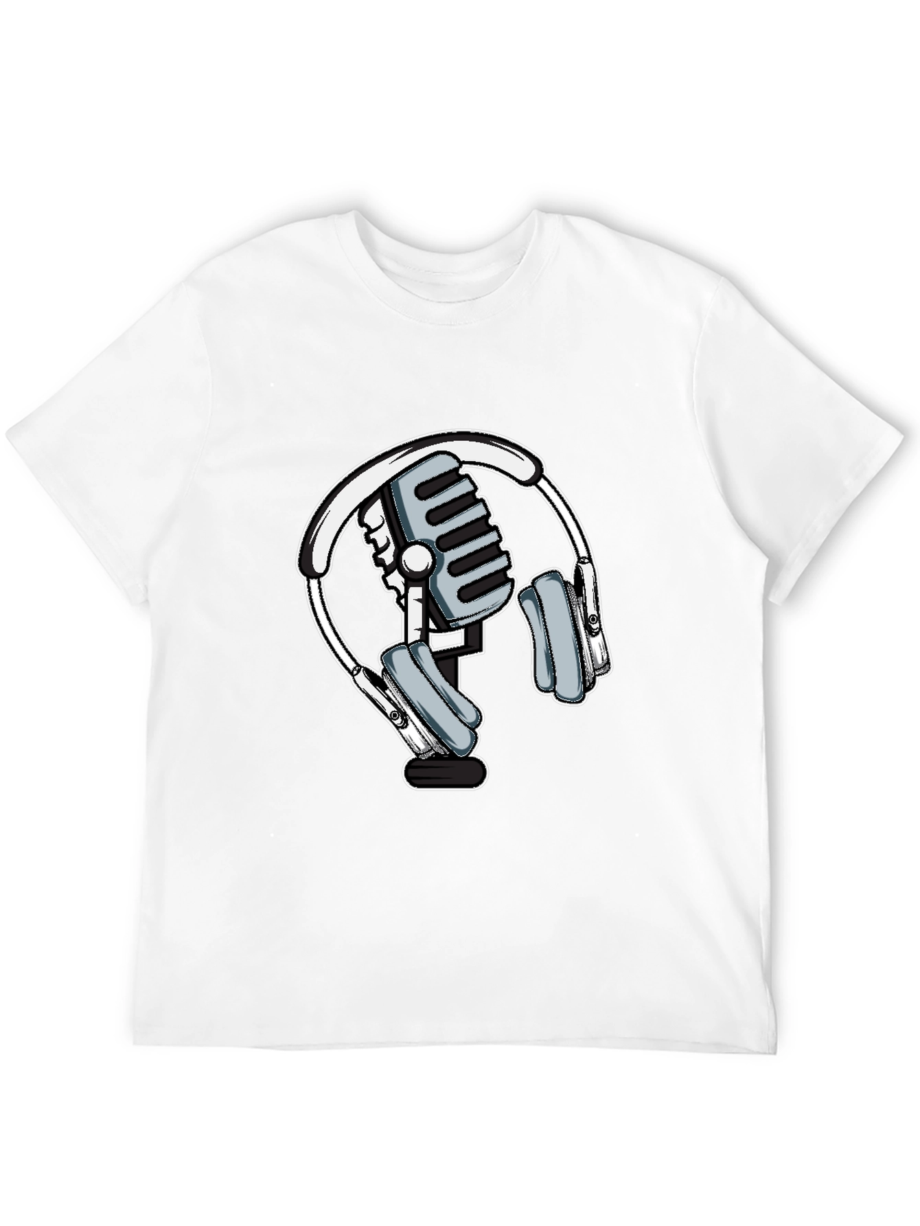 Microphone and Headphone Graphic T-Shirt