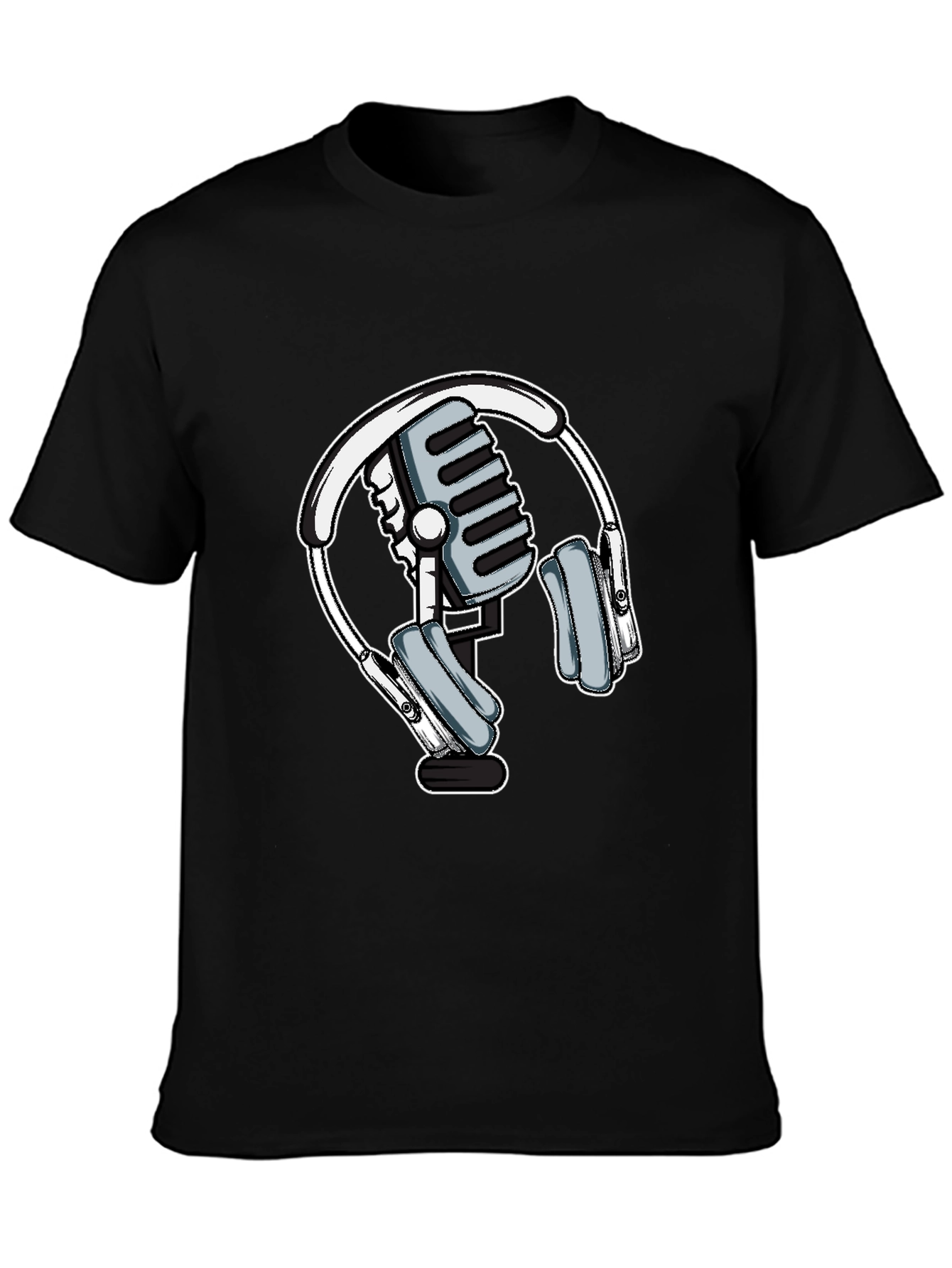 Microphone and Headphone Graphic T-Shirt