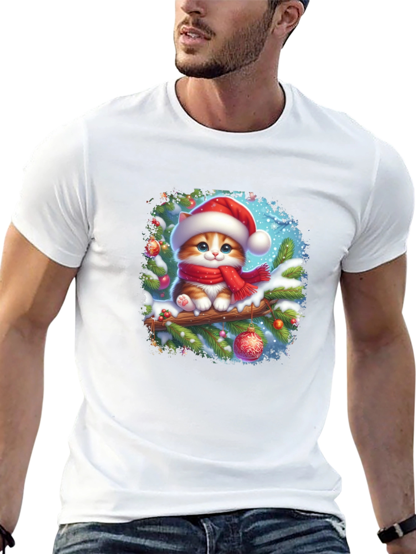 Festive Christmas Cat T-Shirt