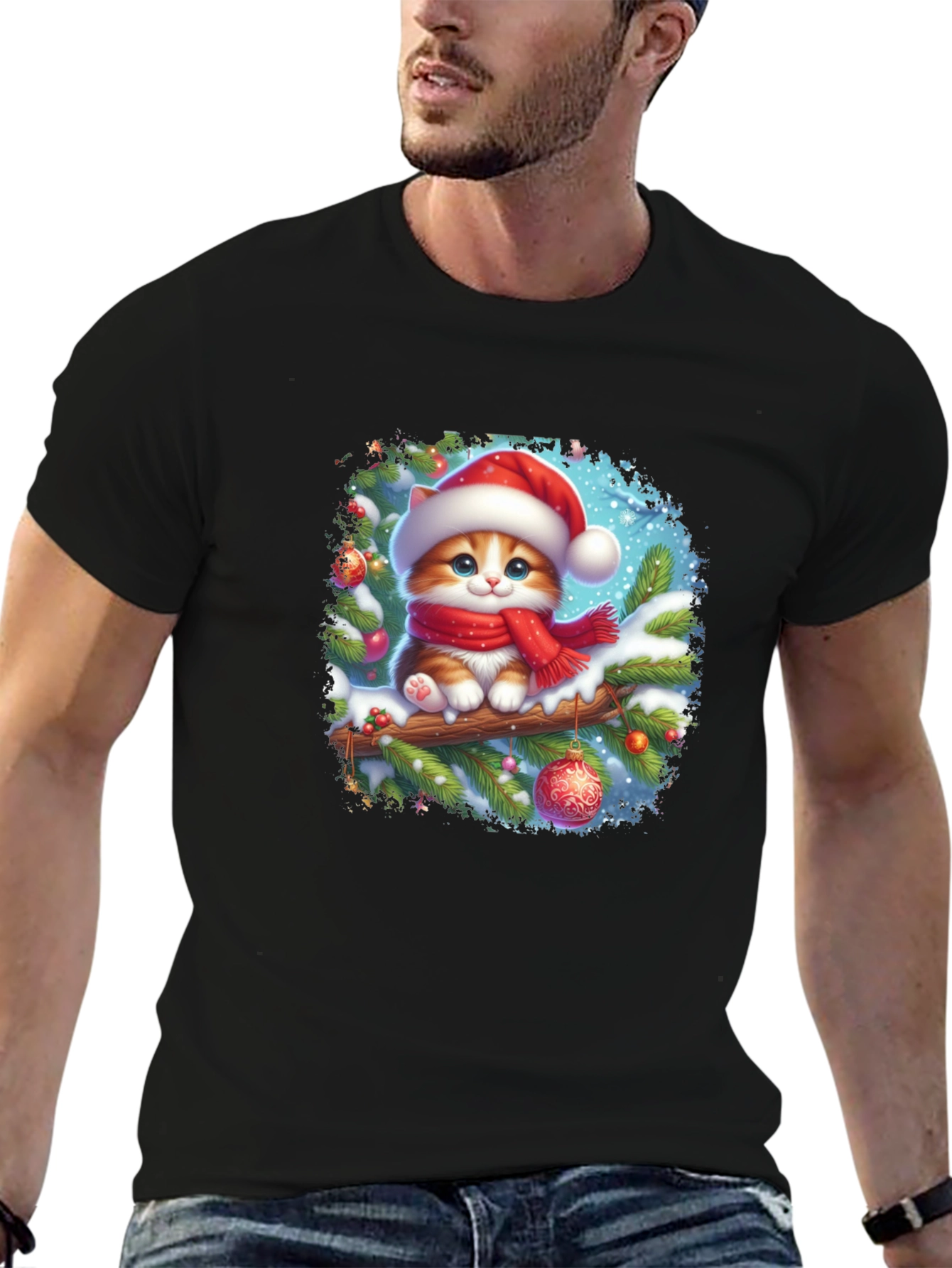 Festive Christmas Cat T-Shirt
