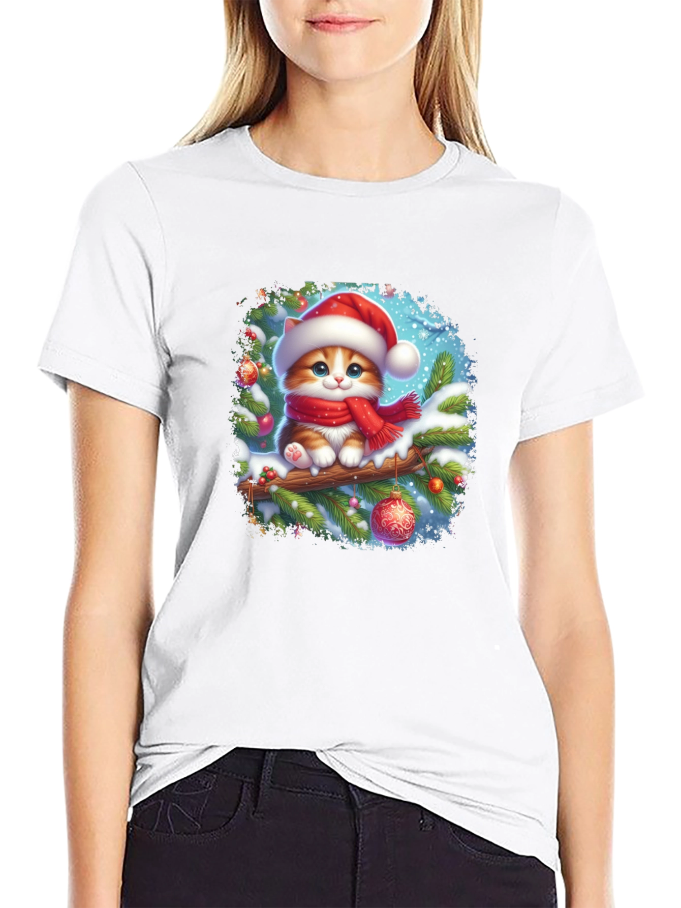 Festive Christmas Cat T-Shirt