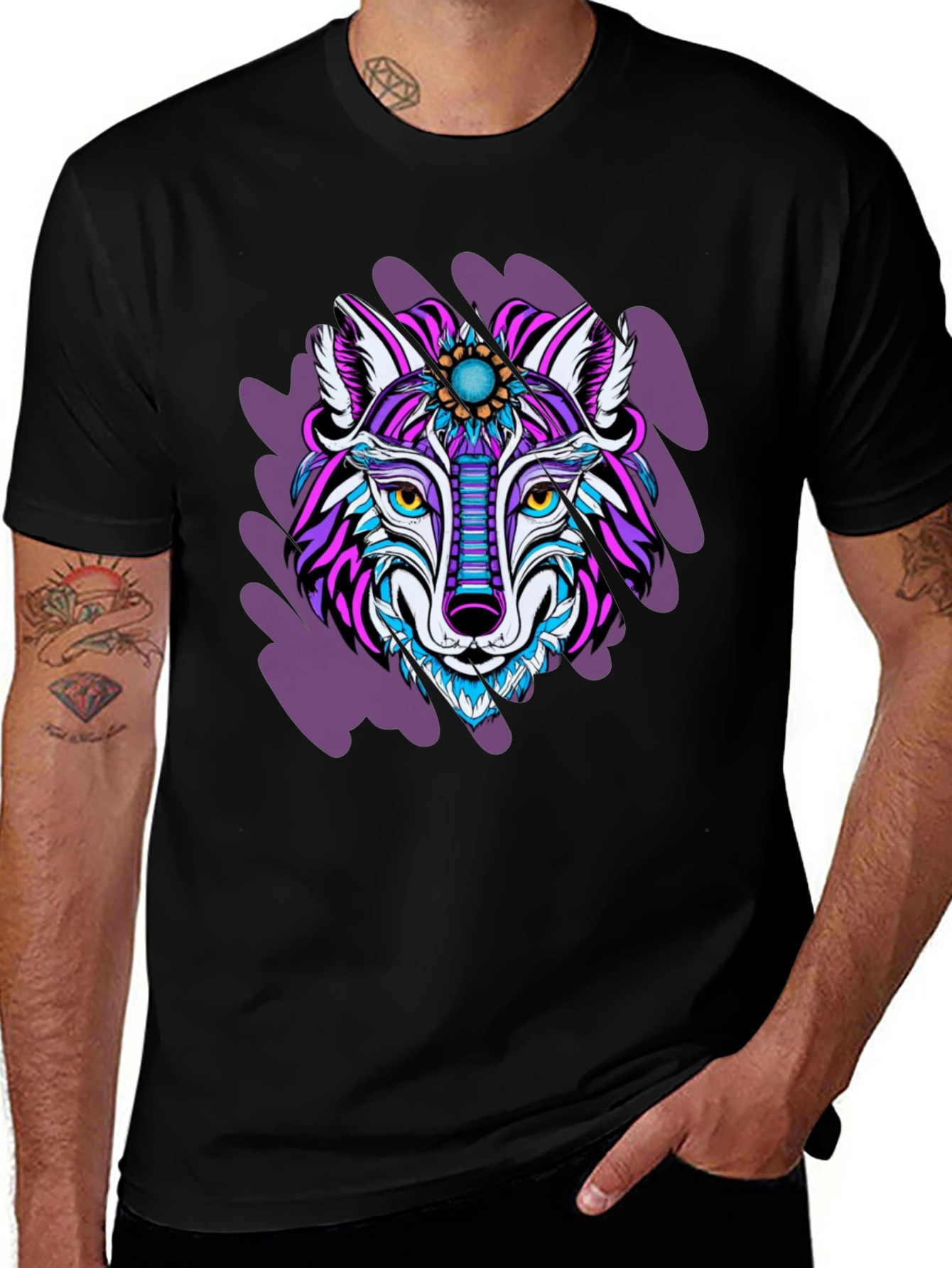 Artistic Wolf Graphic Tee - Bold & Unique